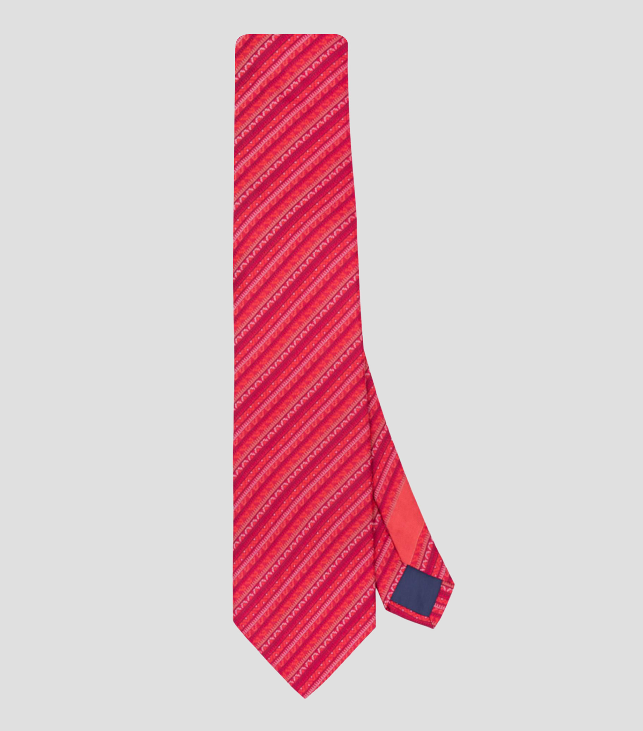 Corbata ancha de seda roja con grecas prehispánicas