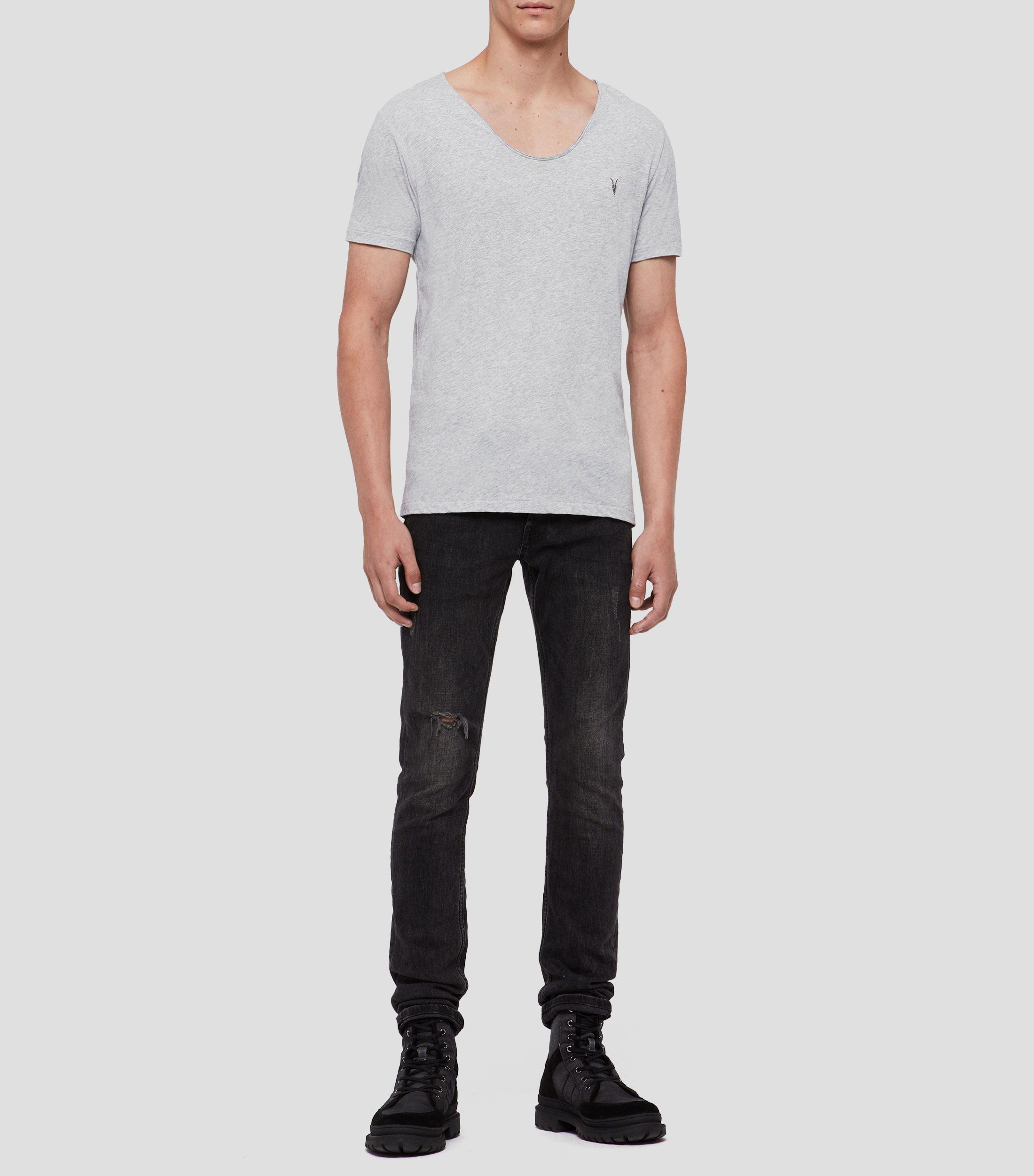 Playera cuello redondo manga corta jaspeada Hombre