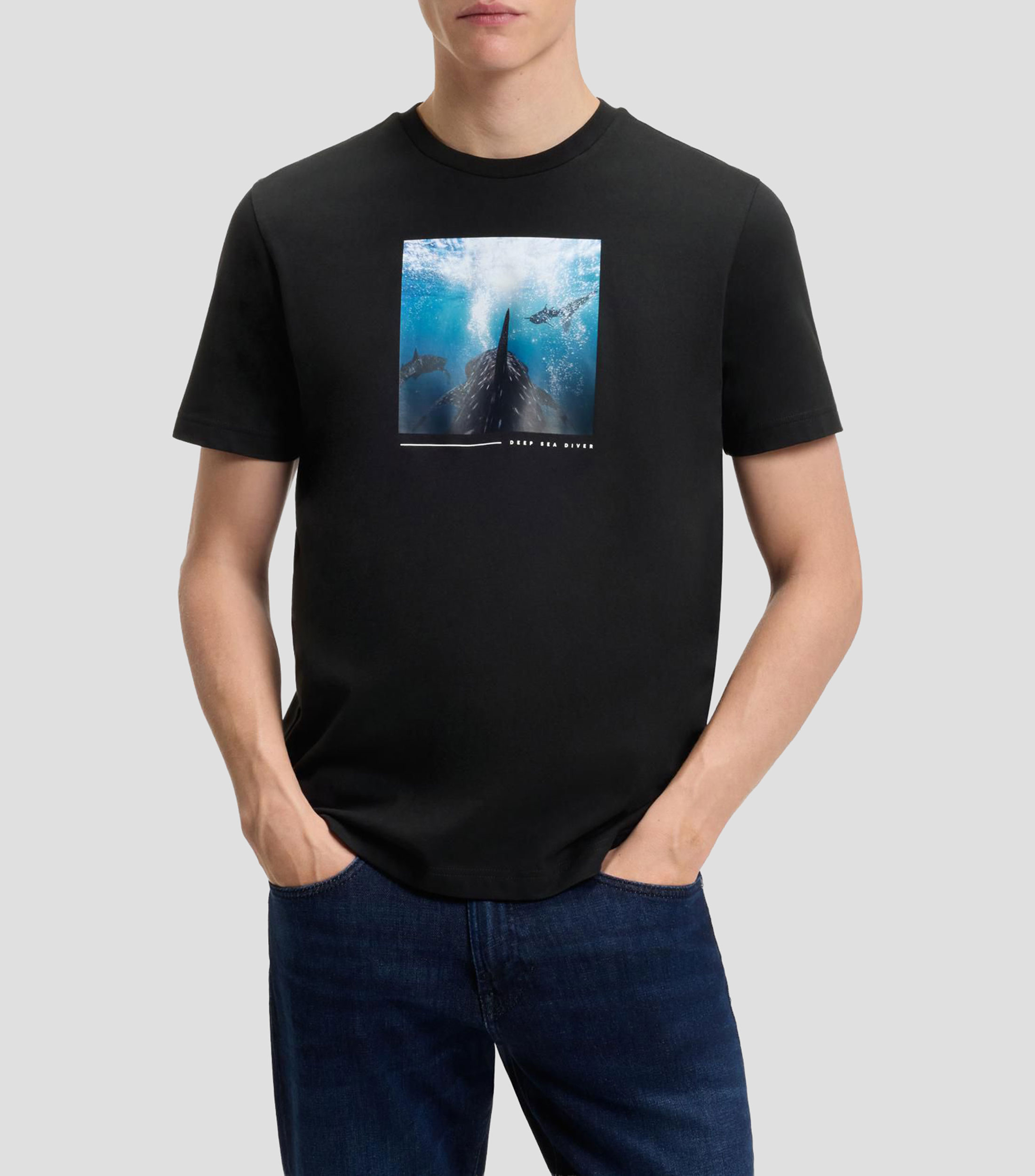 Playera de punto de algodón con ilustración estampada Hombre