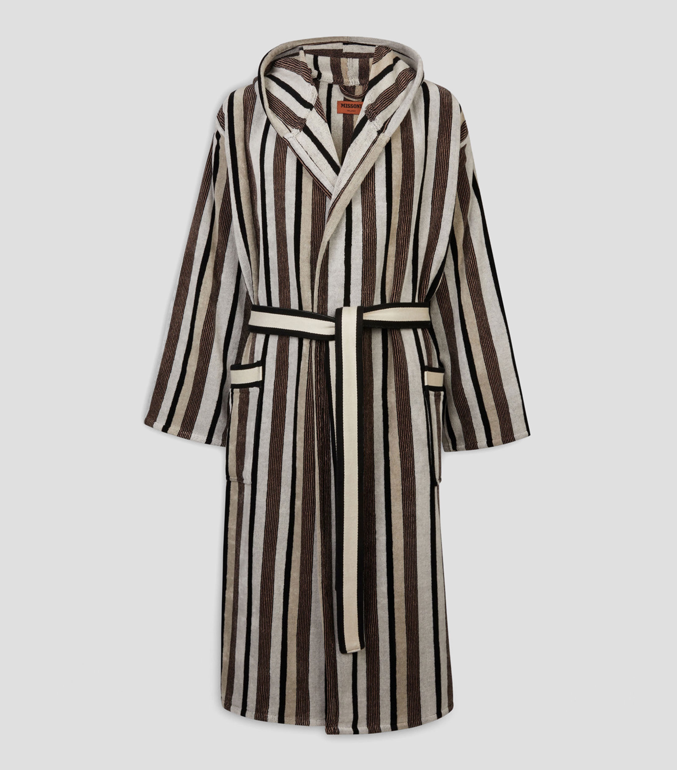 Bata de baño Curt negro con blanco Unisex