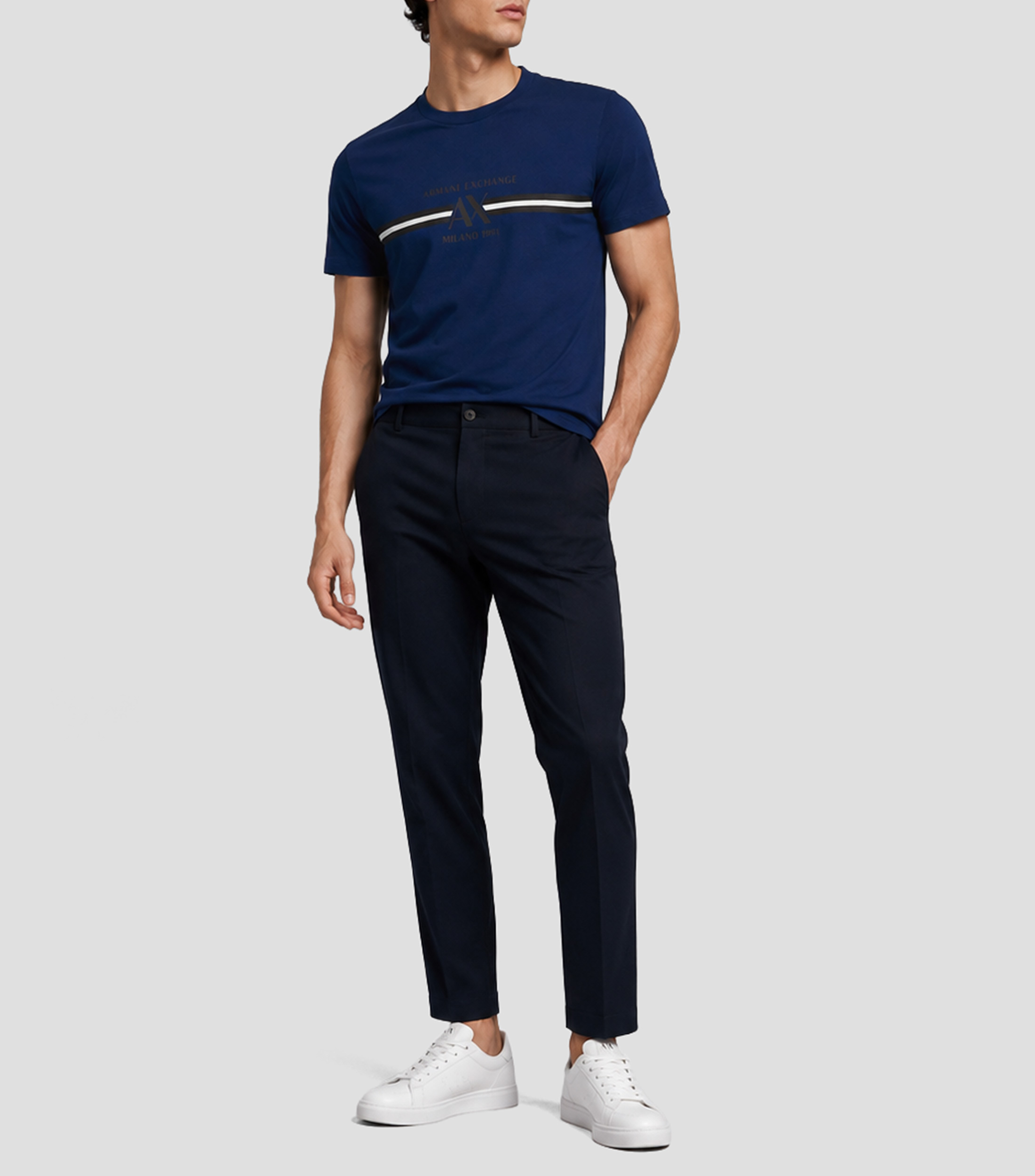 Playera de cuello redondo con manga corta estampada Hombre