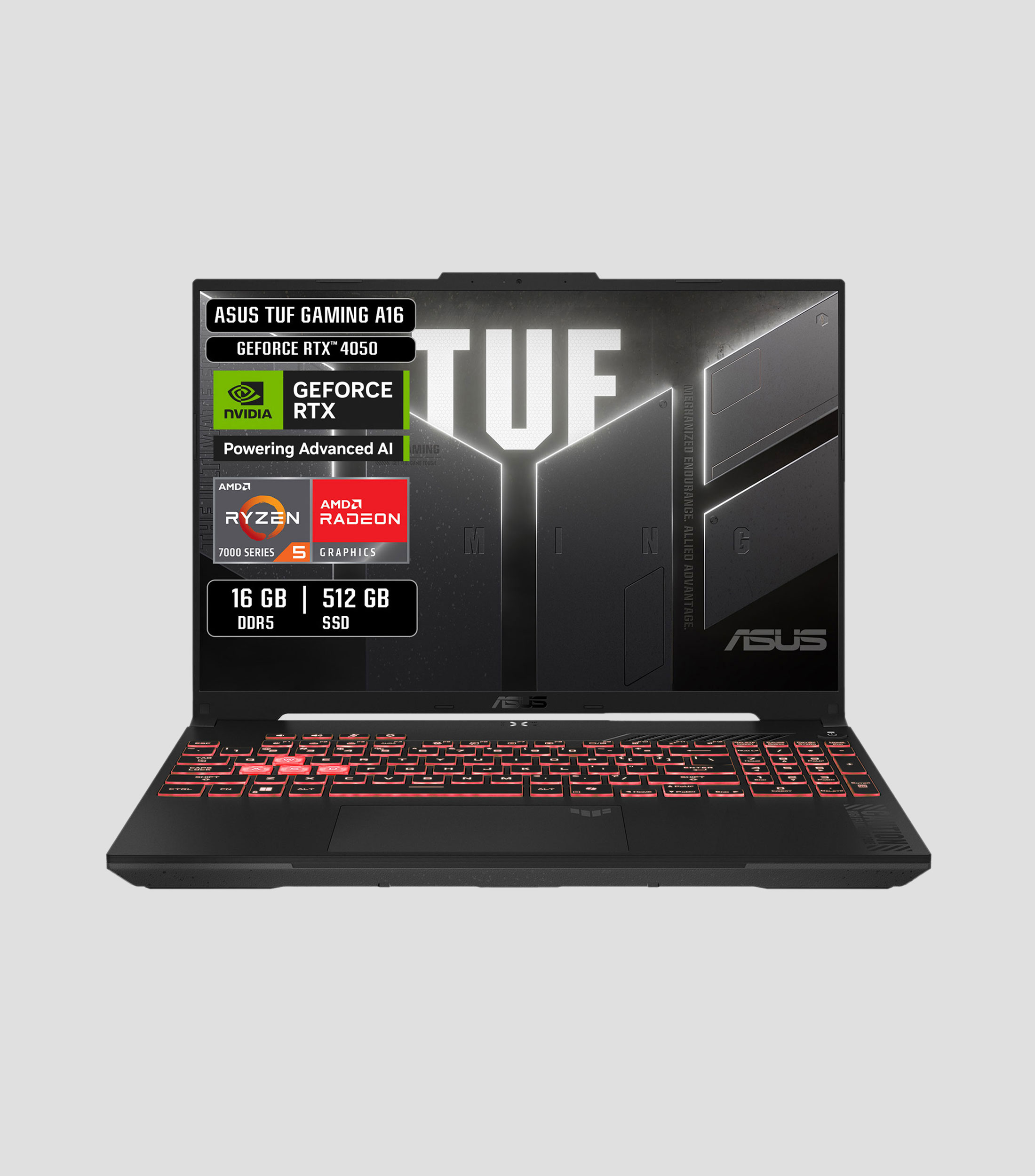 Laptop Gaming TUF FA607NU, 16", Nvidia RTX 4050, AMD Ryzen 5, 16 GB RAM, 512 GB SSD