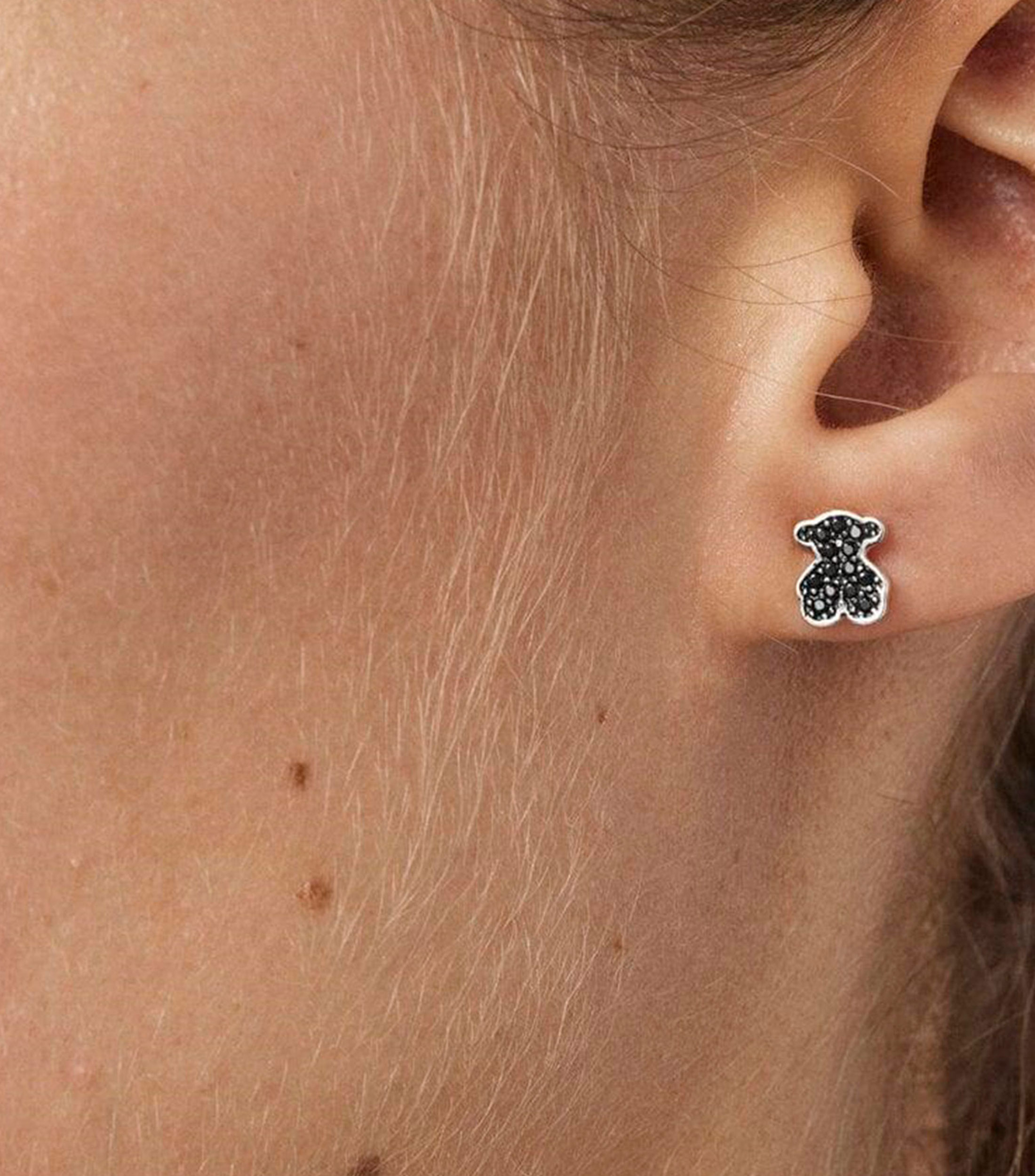 Aretes en plata .925 oso con espinelas Motif Mujer