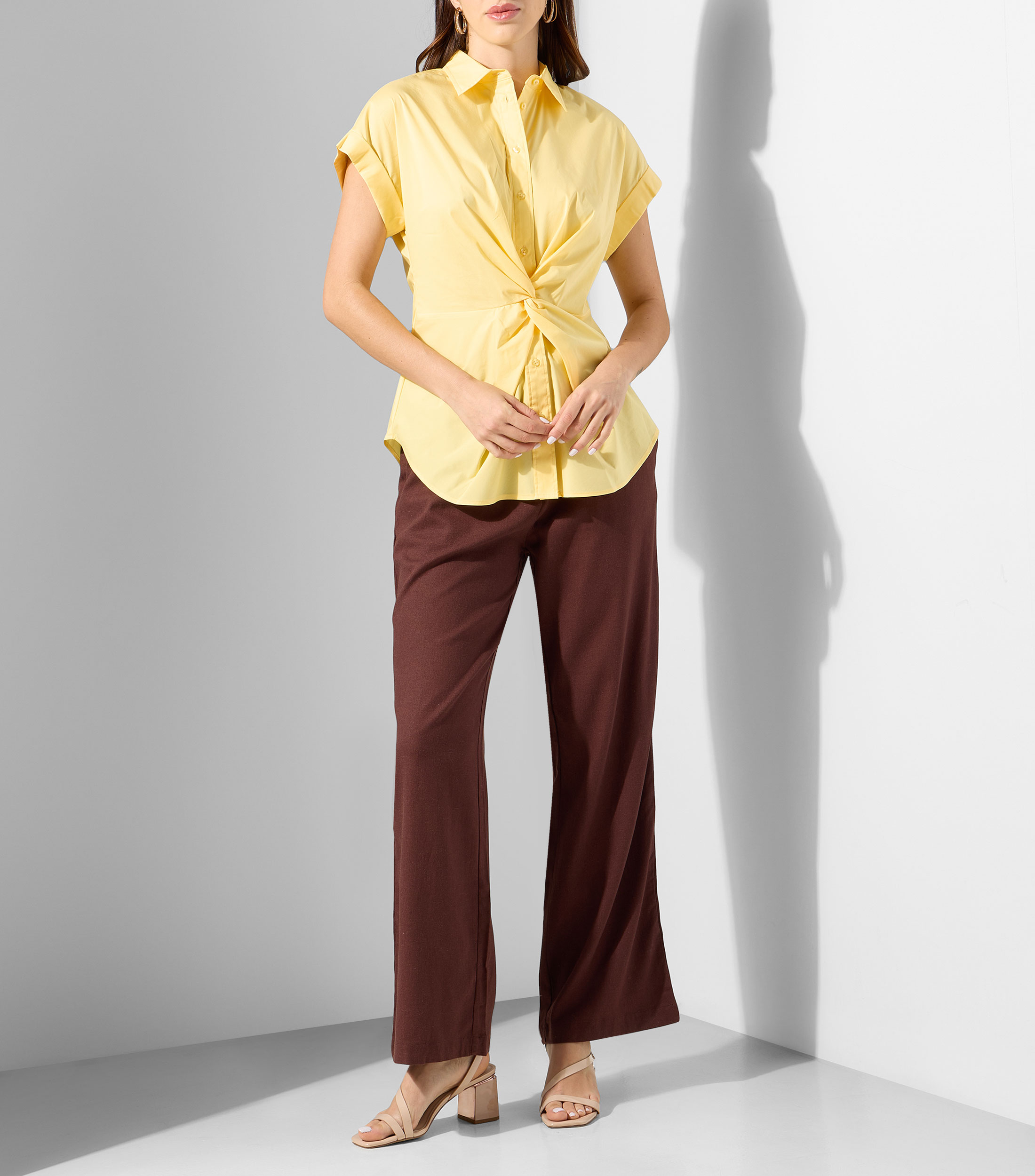 Camisa lisa manga corta Mujer