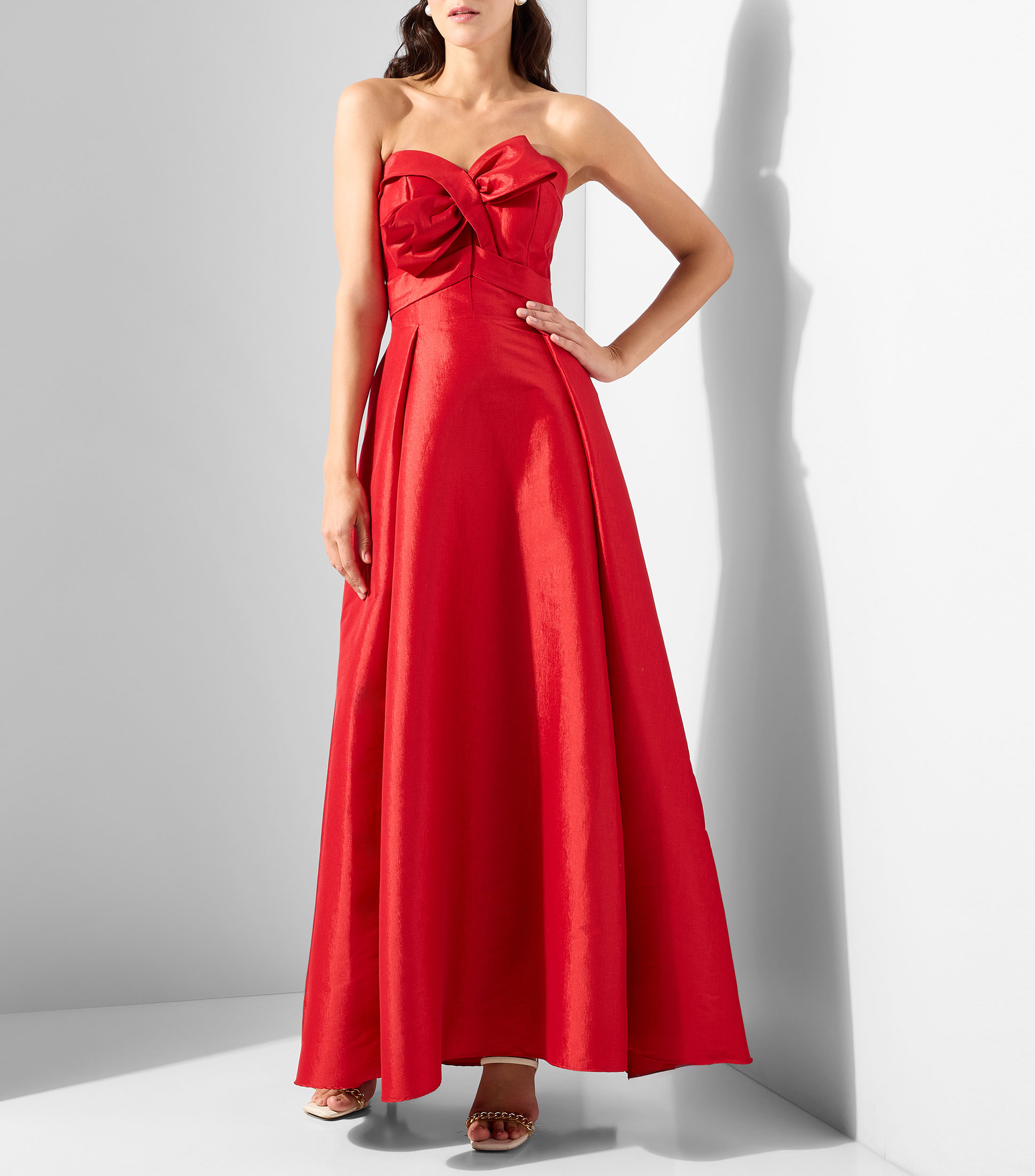Vestido de fiesta largo liso Mujer