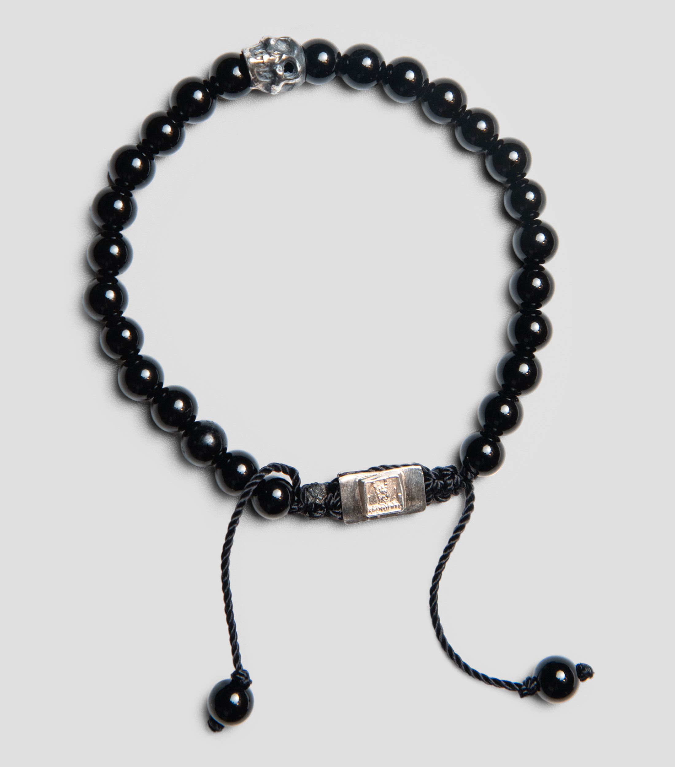 Pulsera negra One Skull con obsidiana Unisex