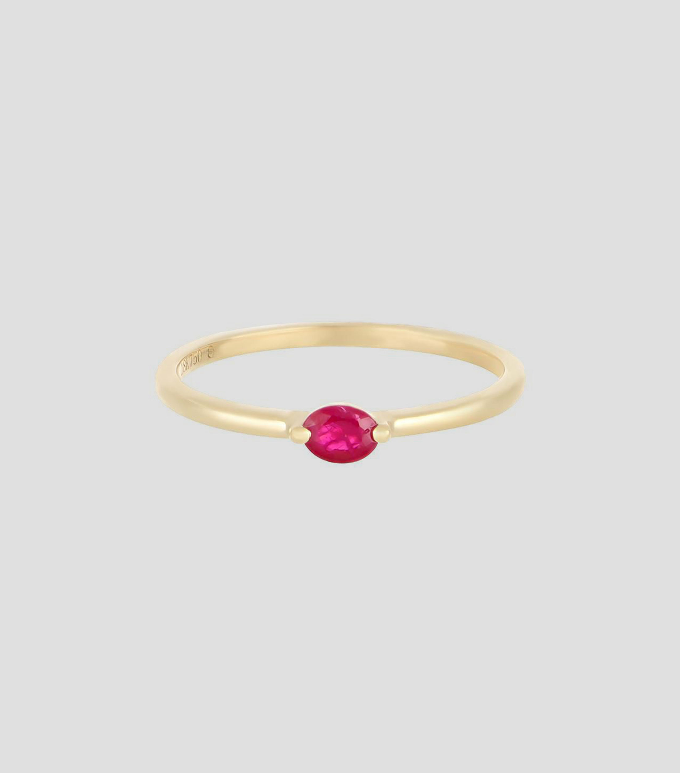 Anillo en Oro de 18 Kilates con Rubí Mujer