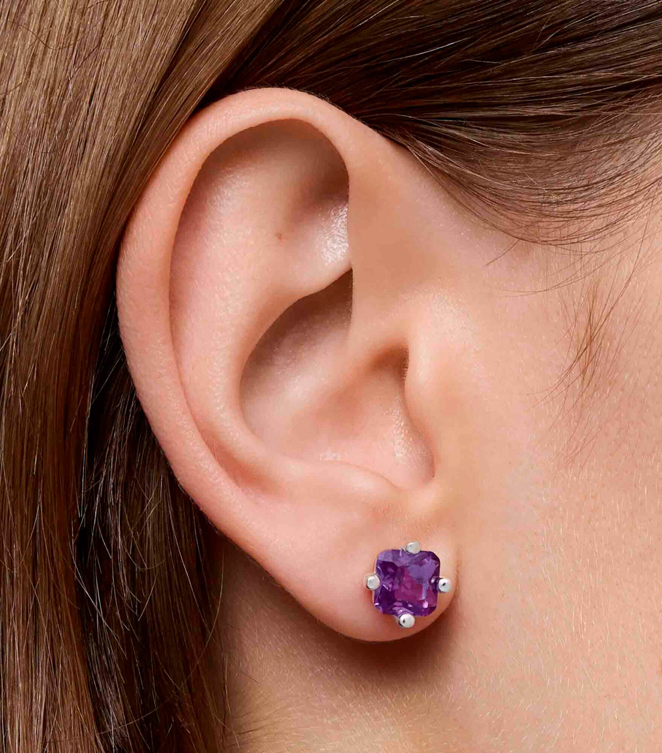 Aretes en plata .925 con Zafiro Sintético Color Lab Mujer