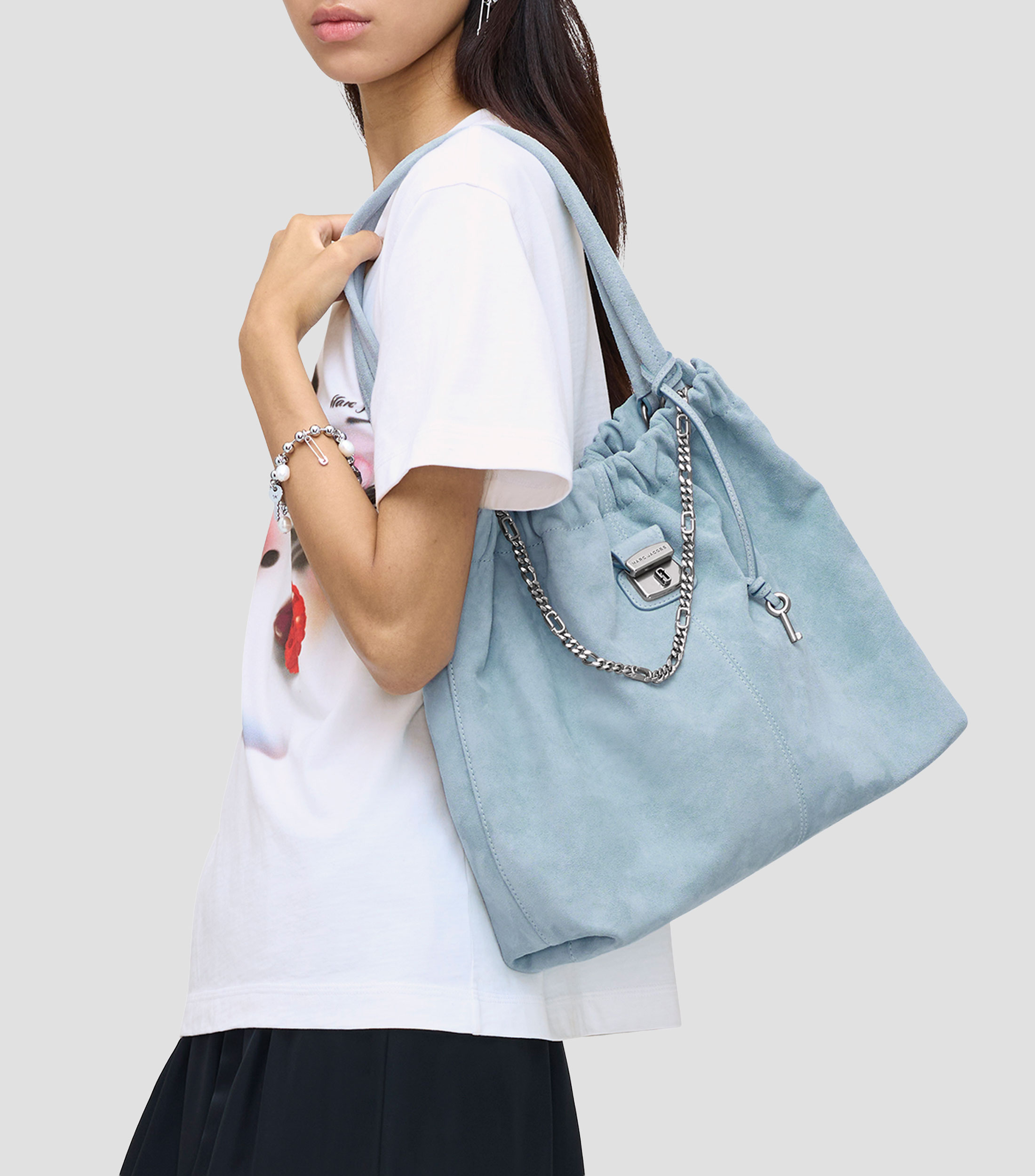 Bolsa tote azul en piel Cristina lisa Mujer