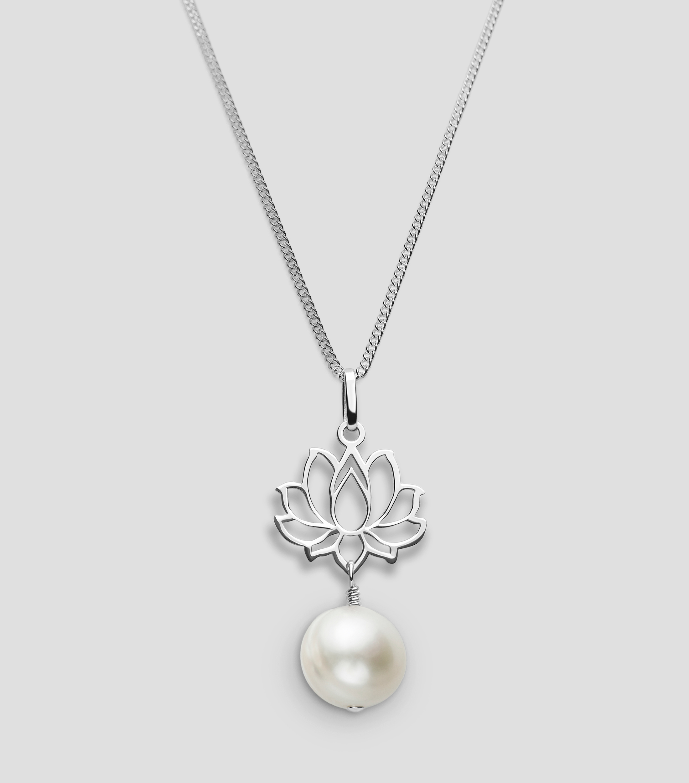 Dije y cadena en plata con perla Mujer