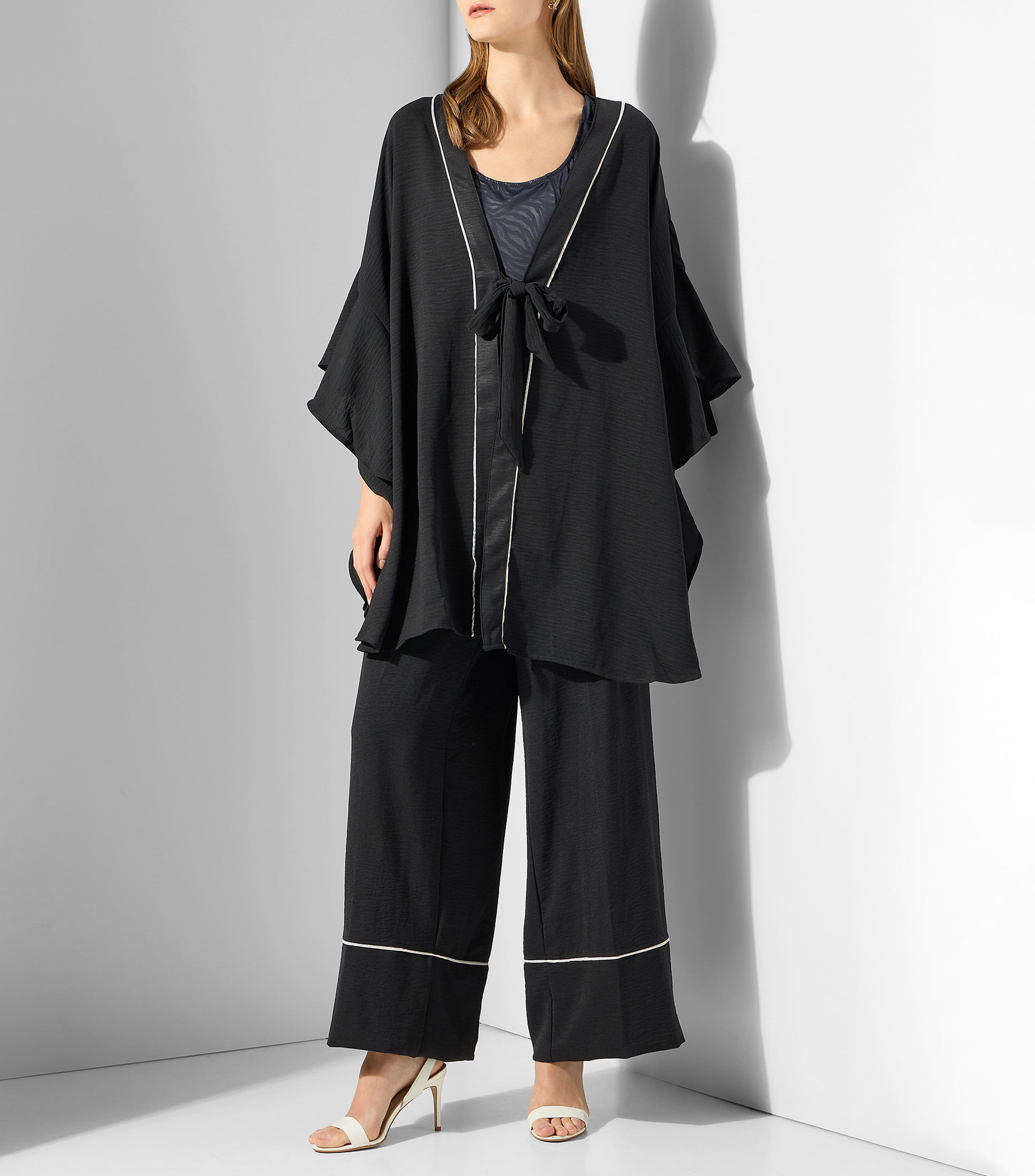 Kaftan liso manga 3/4 Mujer