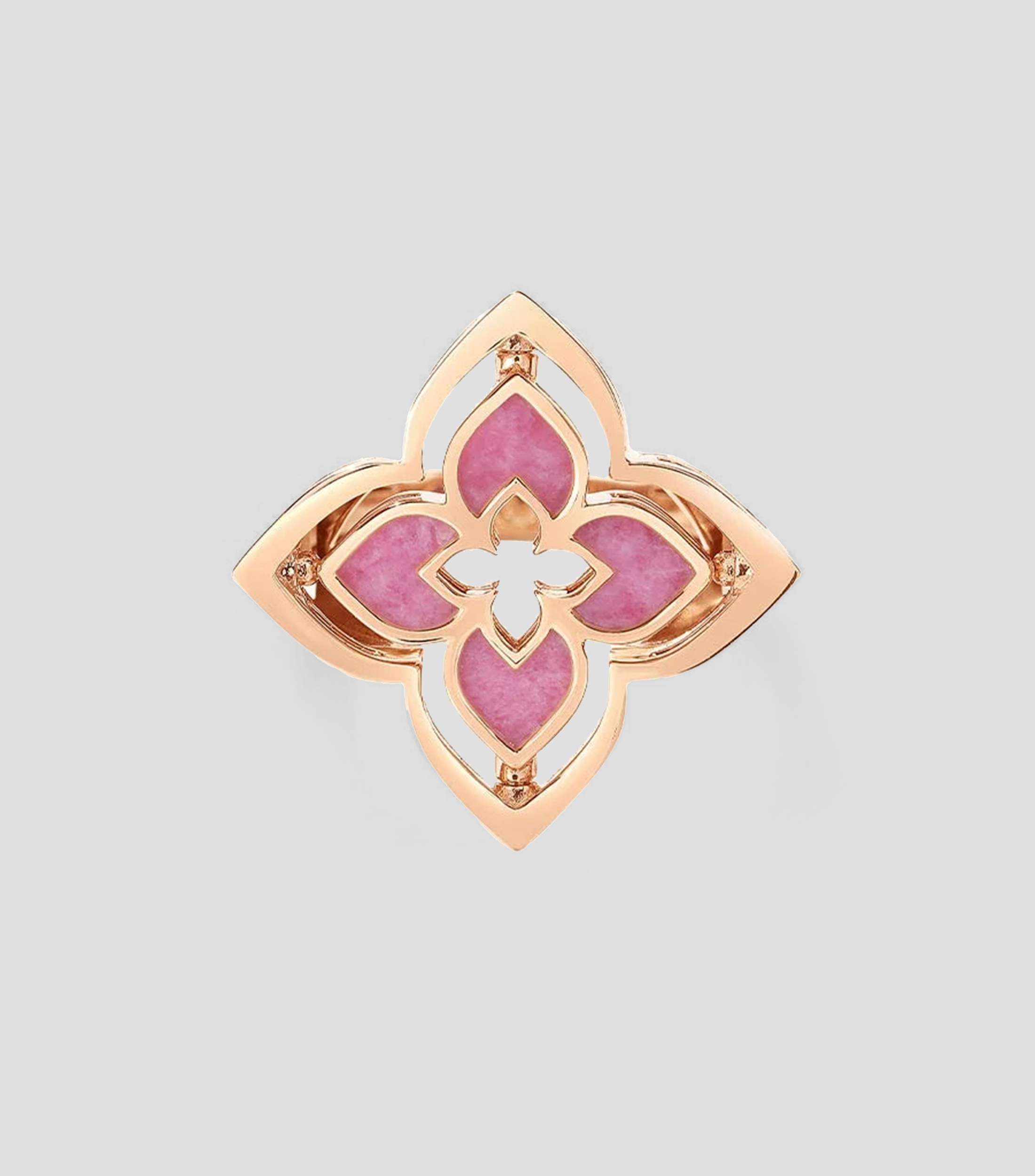 Anillo en oro rosa de 18 kilates con diamantes y rodonita Princesa Veneciana Mujer