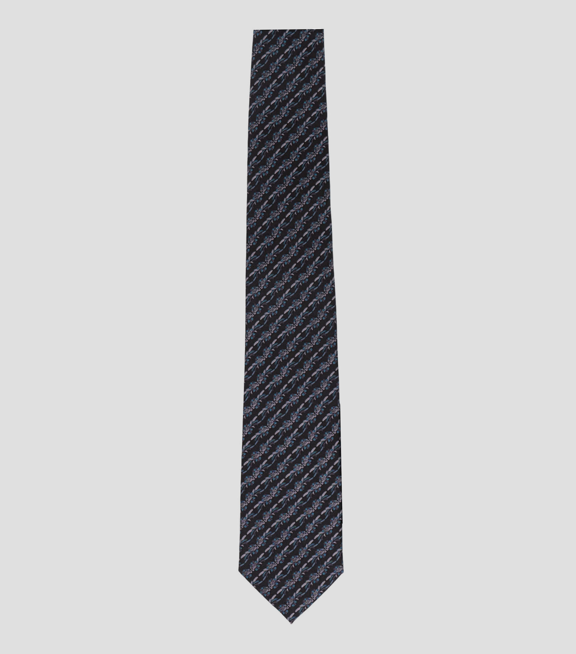 Corbata ancha en seda negro estampada Quetzalcoatl