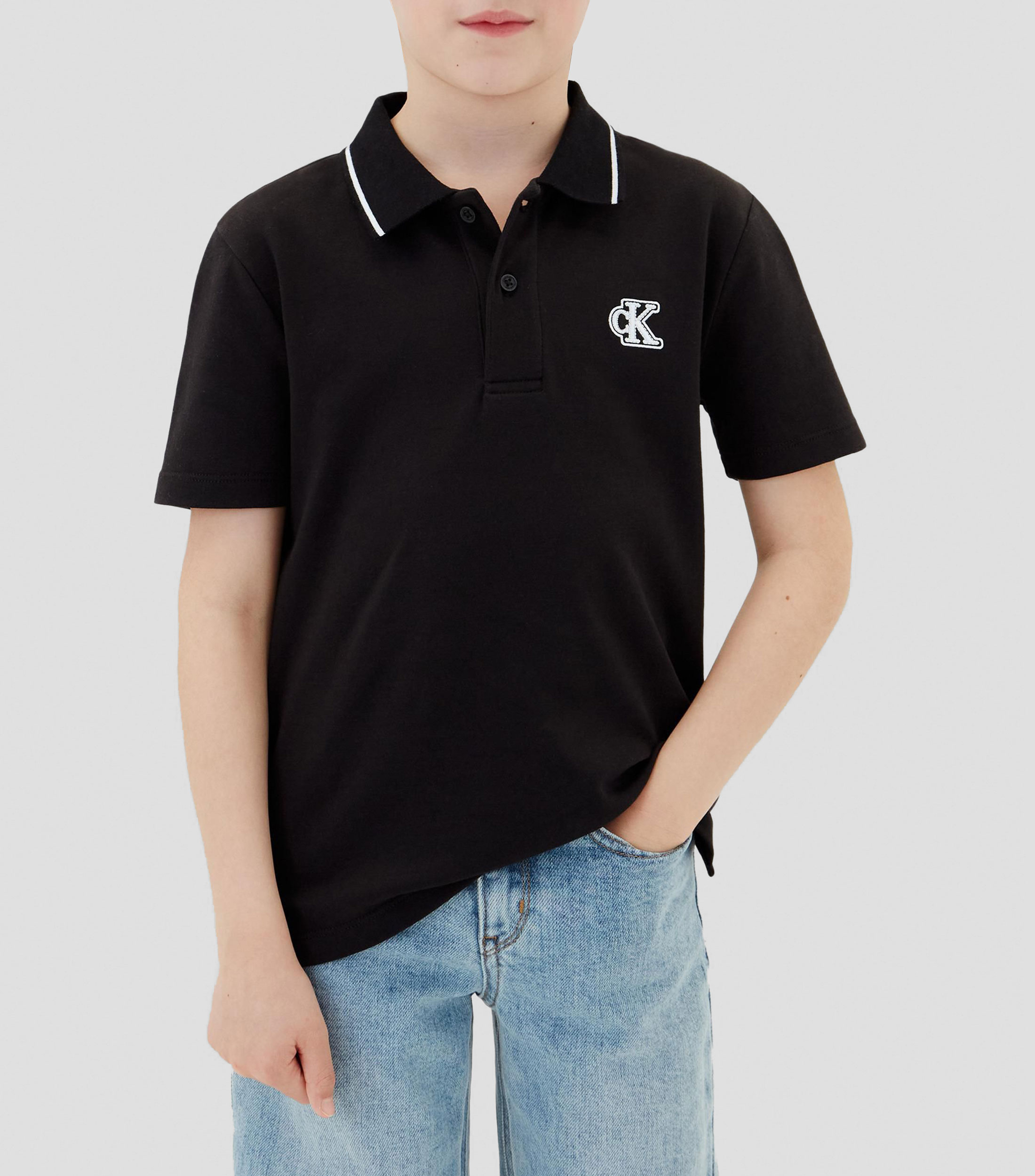 Playera tipo polo manga corta lisa Niño