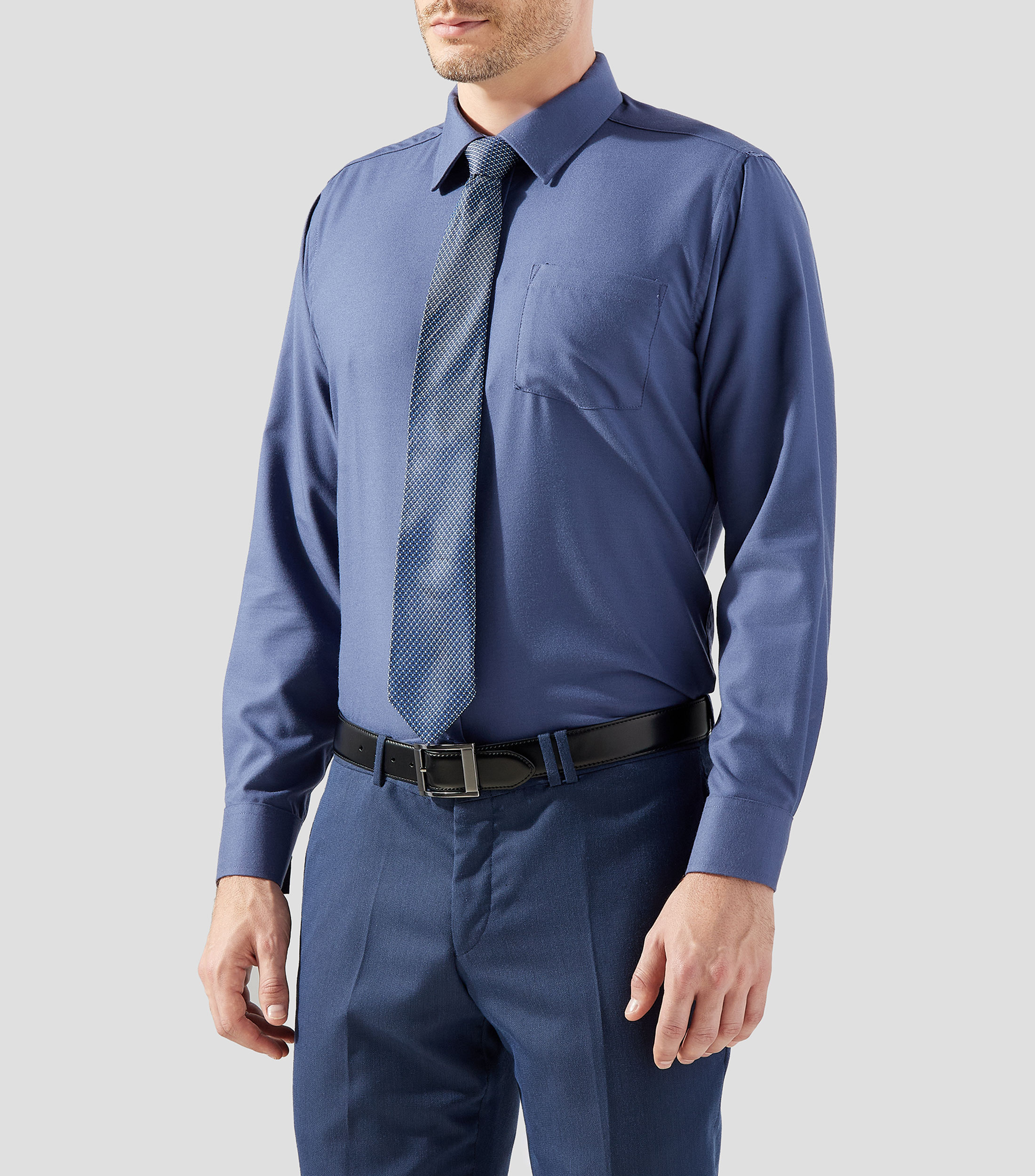 Camisa lisa manga larga Hombre