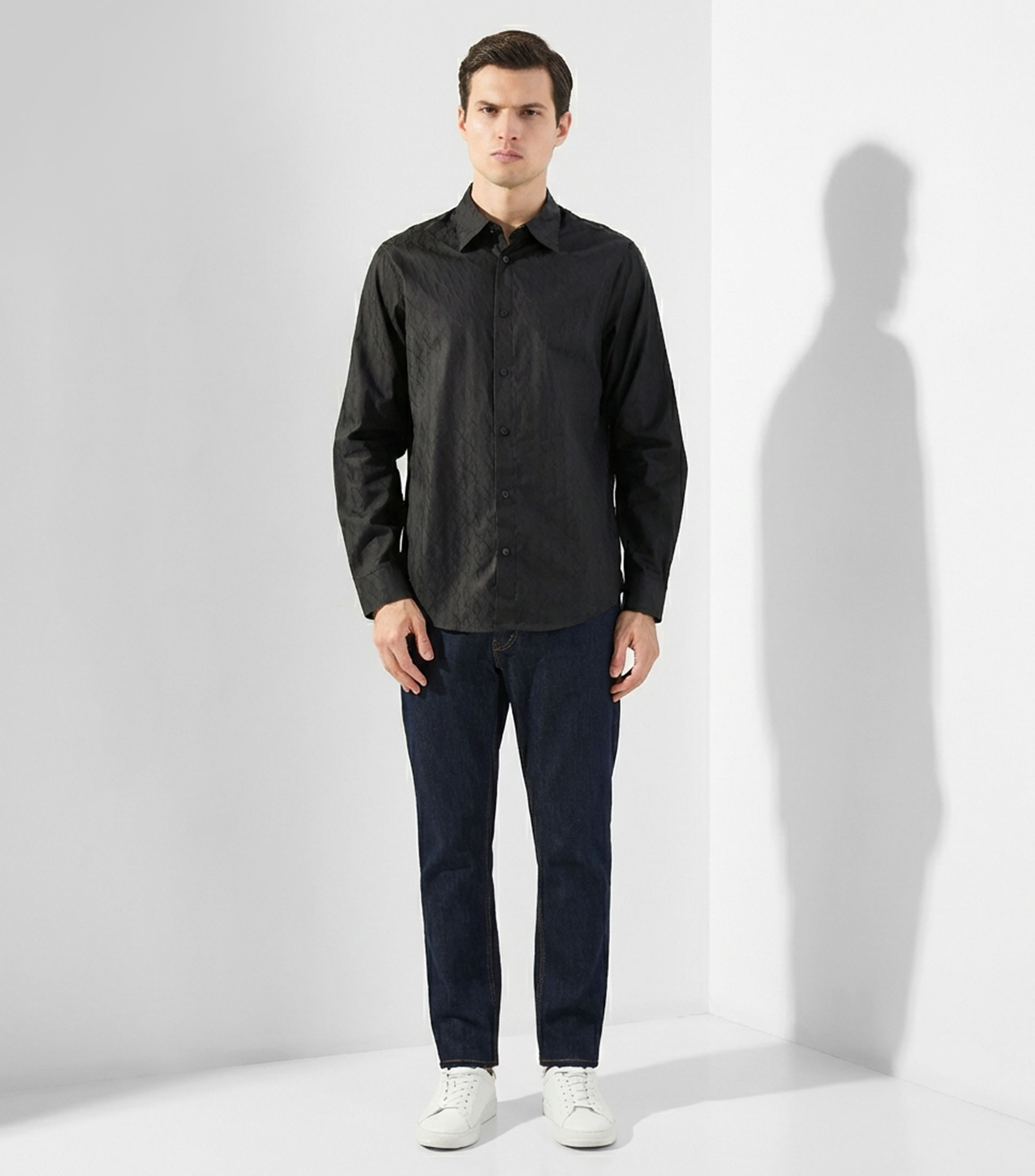Camisa monogram con manga larga Hombre