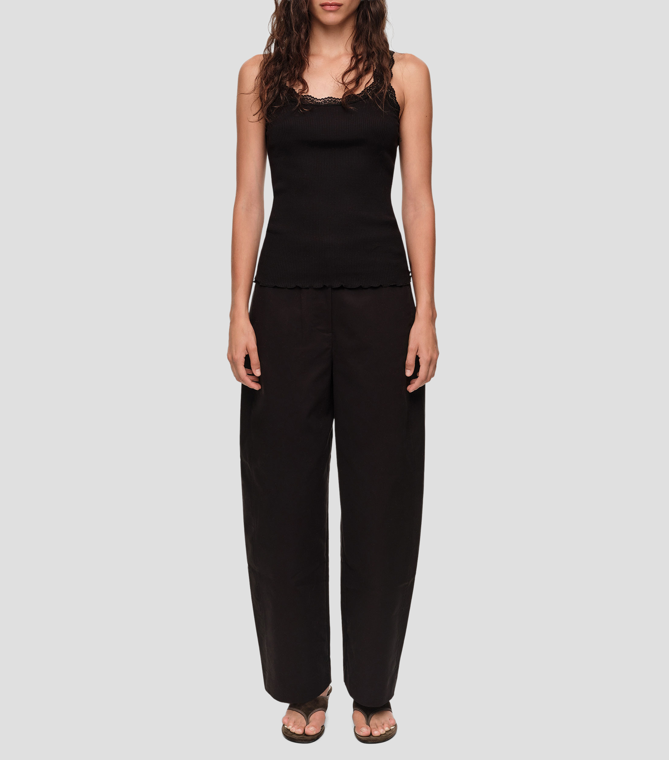 Pantalón barrel pespuntes decorativos Mujer