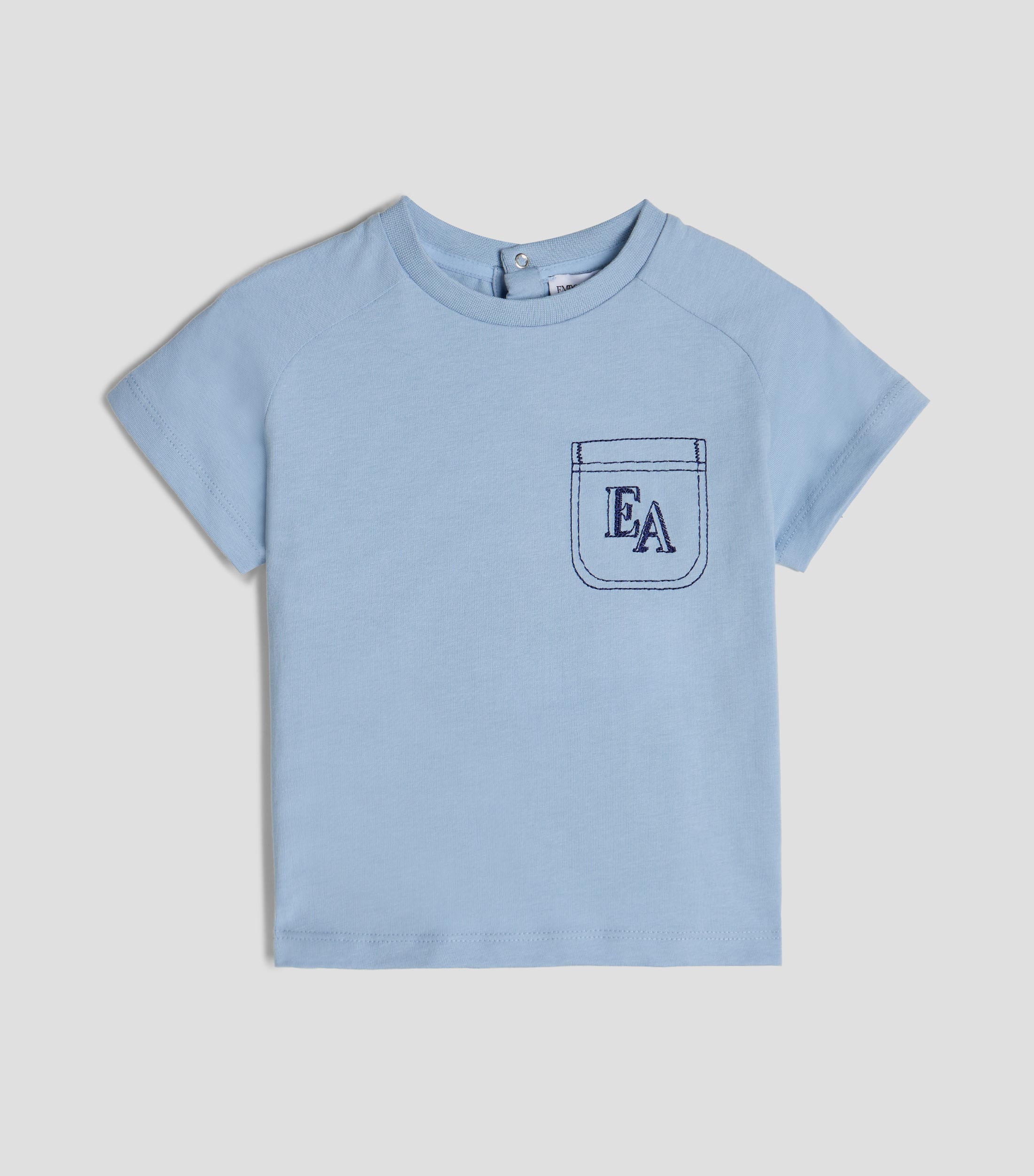 Playera de cuello redondo con manga corta bordada Bebé