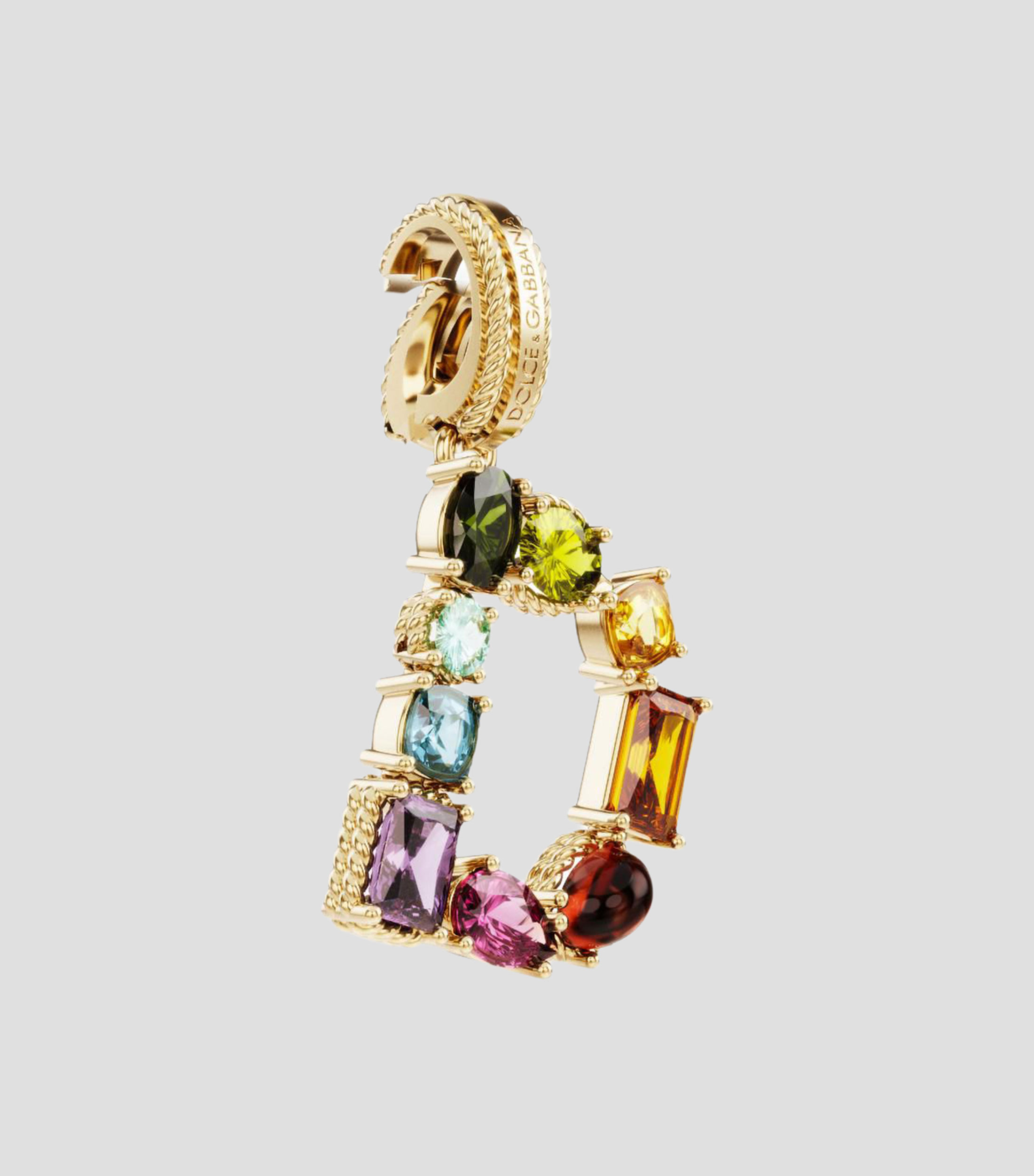 Charm Mini Letra D en Oro de 18 Kilates con gemas naturales Mujer