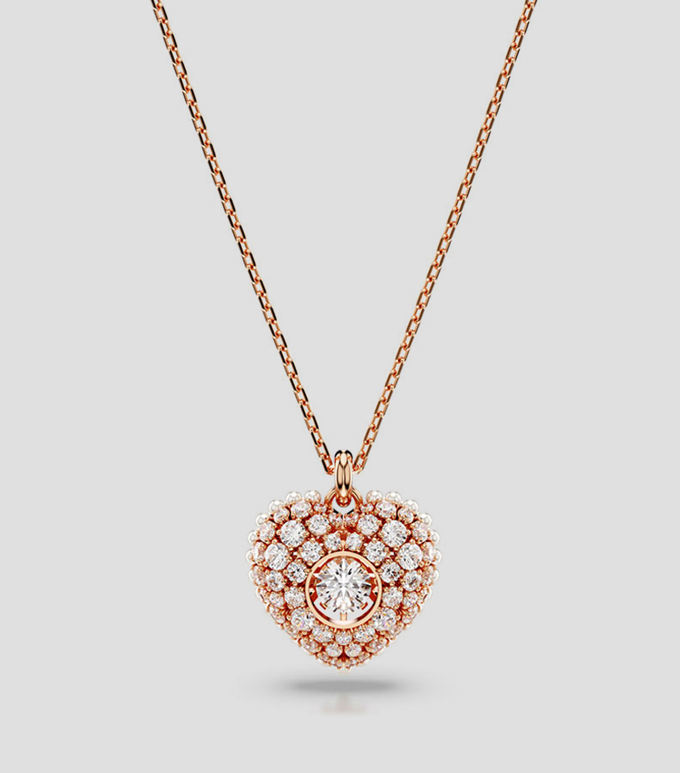 Collar con corazon en bano de oro rosa con zirconia Hyperbola Mujer