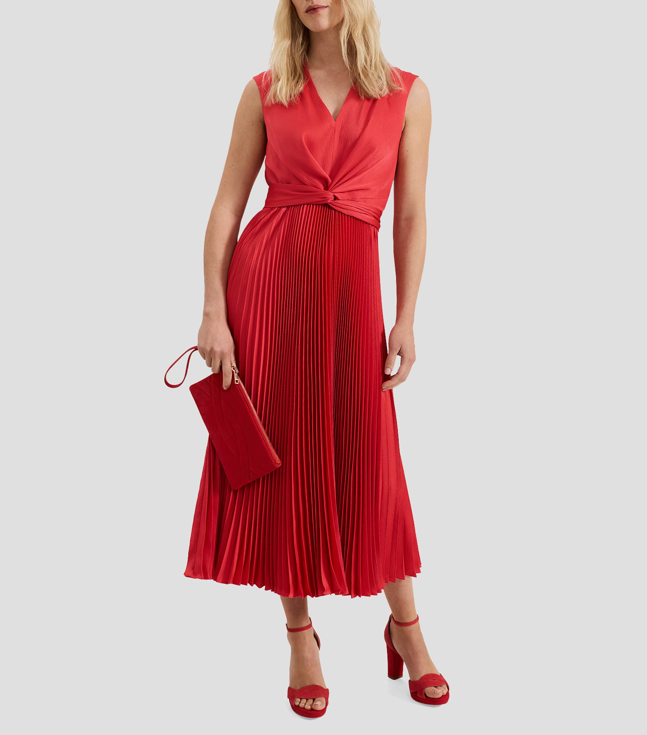 Vestido midi plisado Mujer