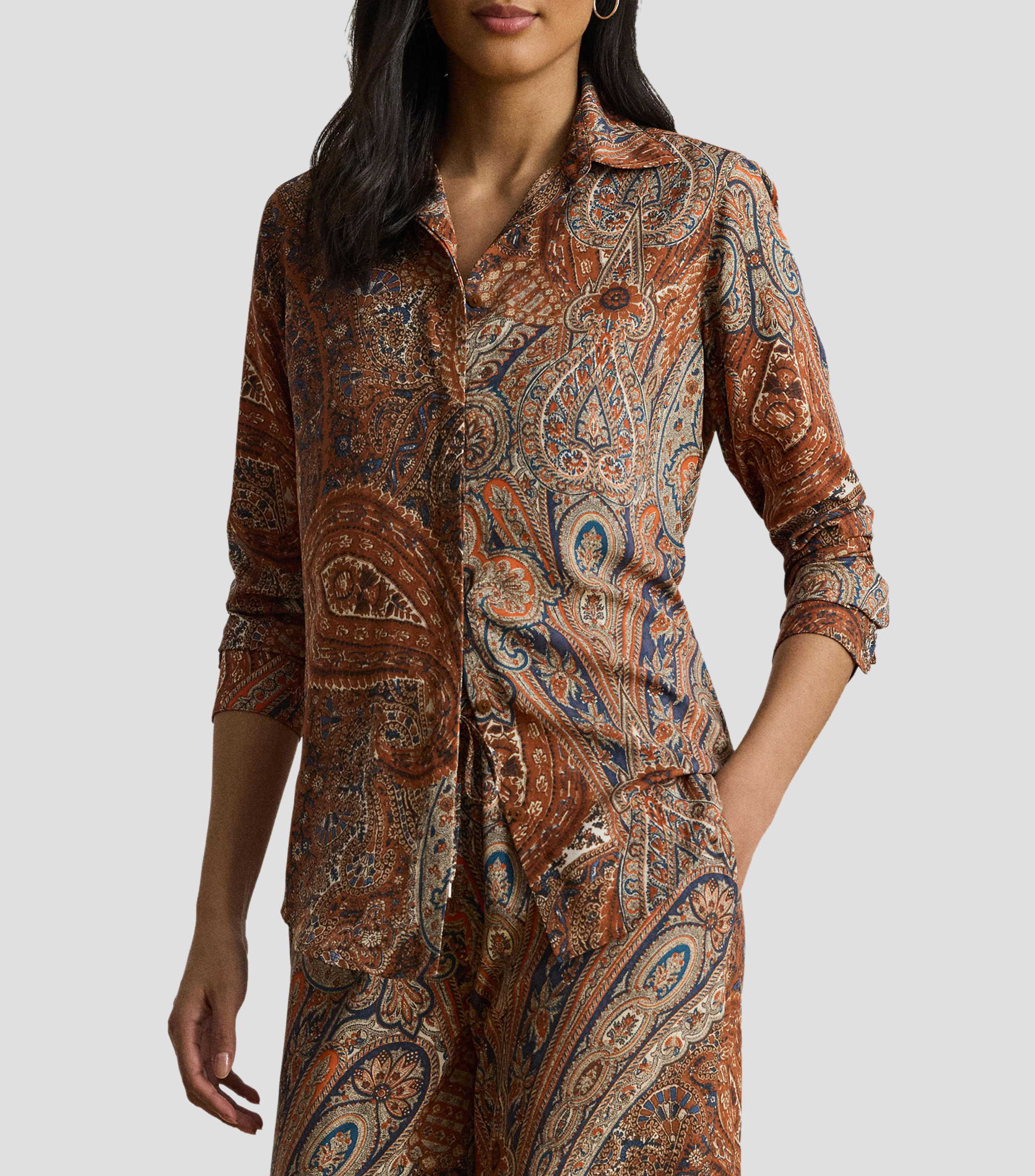 Camisa estampada con manga larga Mujer