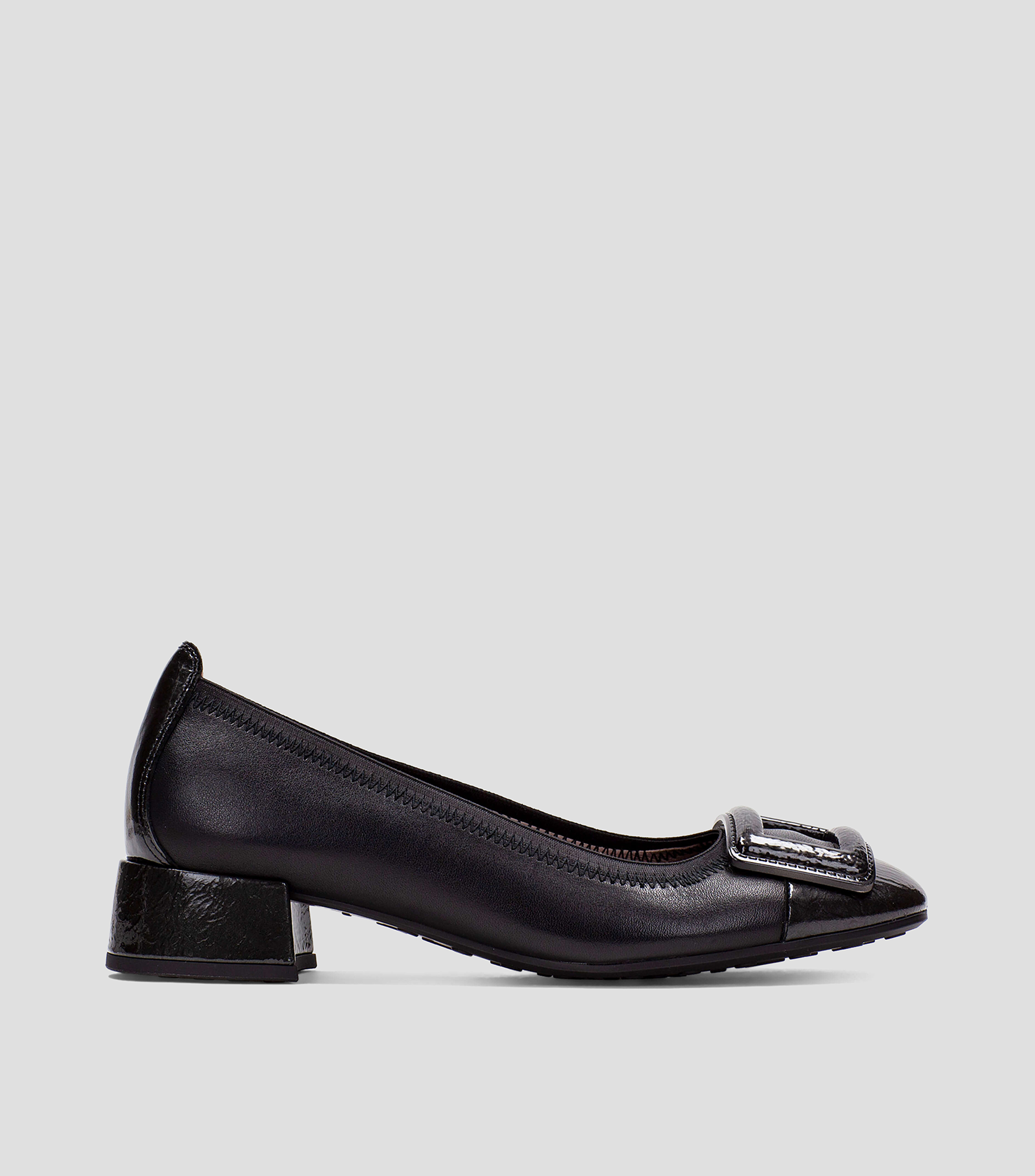 Flats Oporto en piel con tacón bajo ancho Mujer