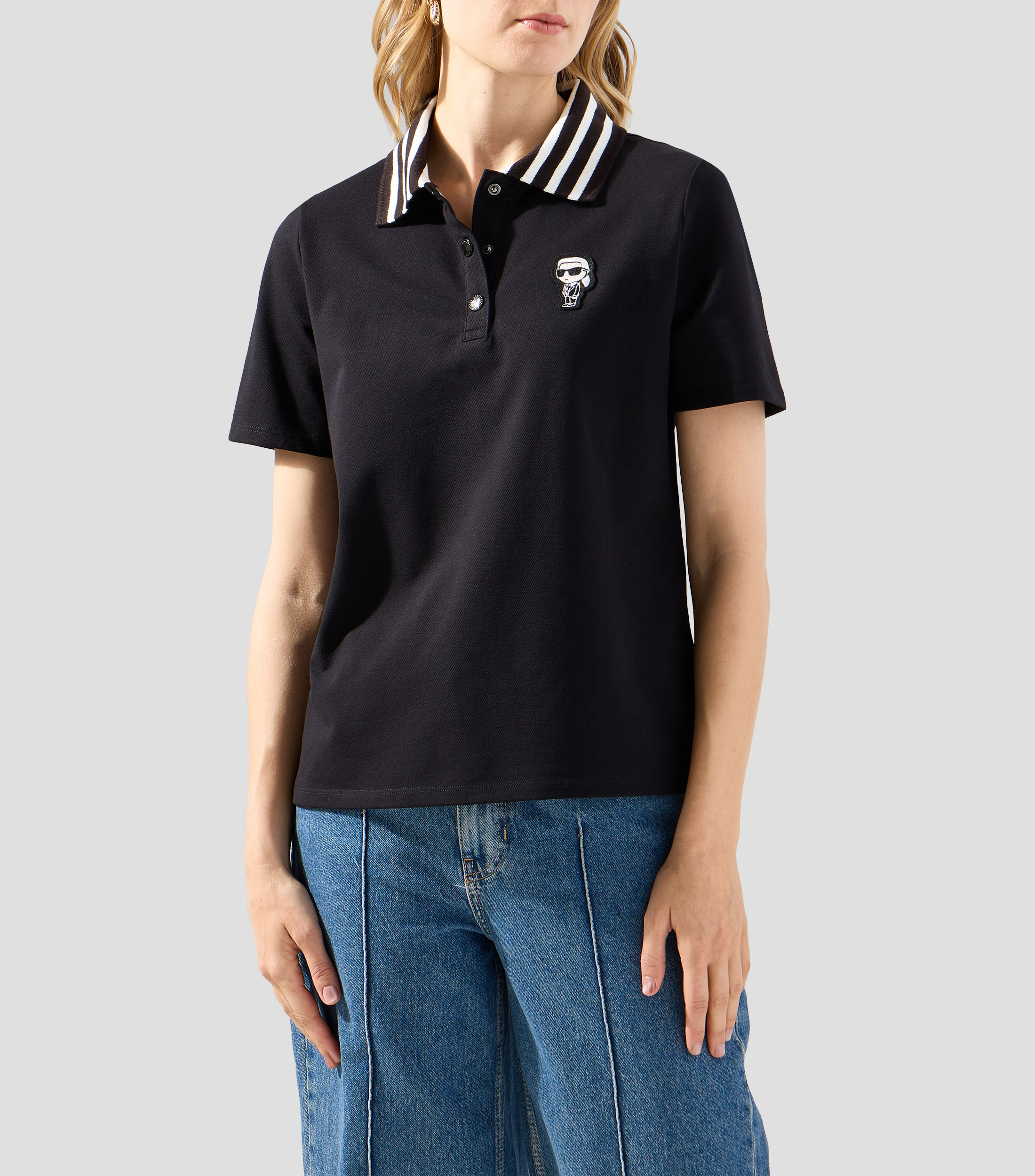 Playera tipo polo manga corta sólida Mujer