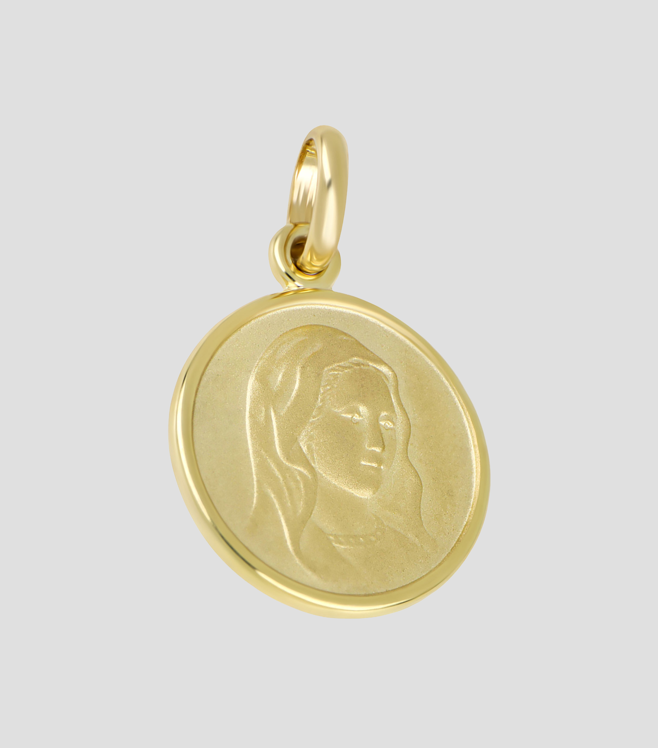 Medalla Madona en Oro amarillo de 14 Kilates Mujer
