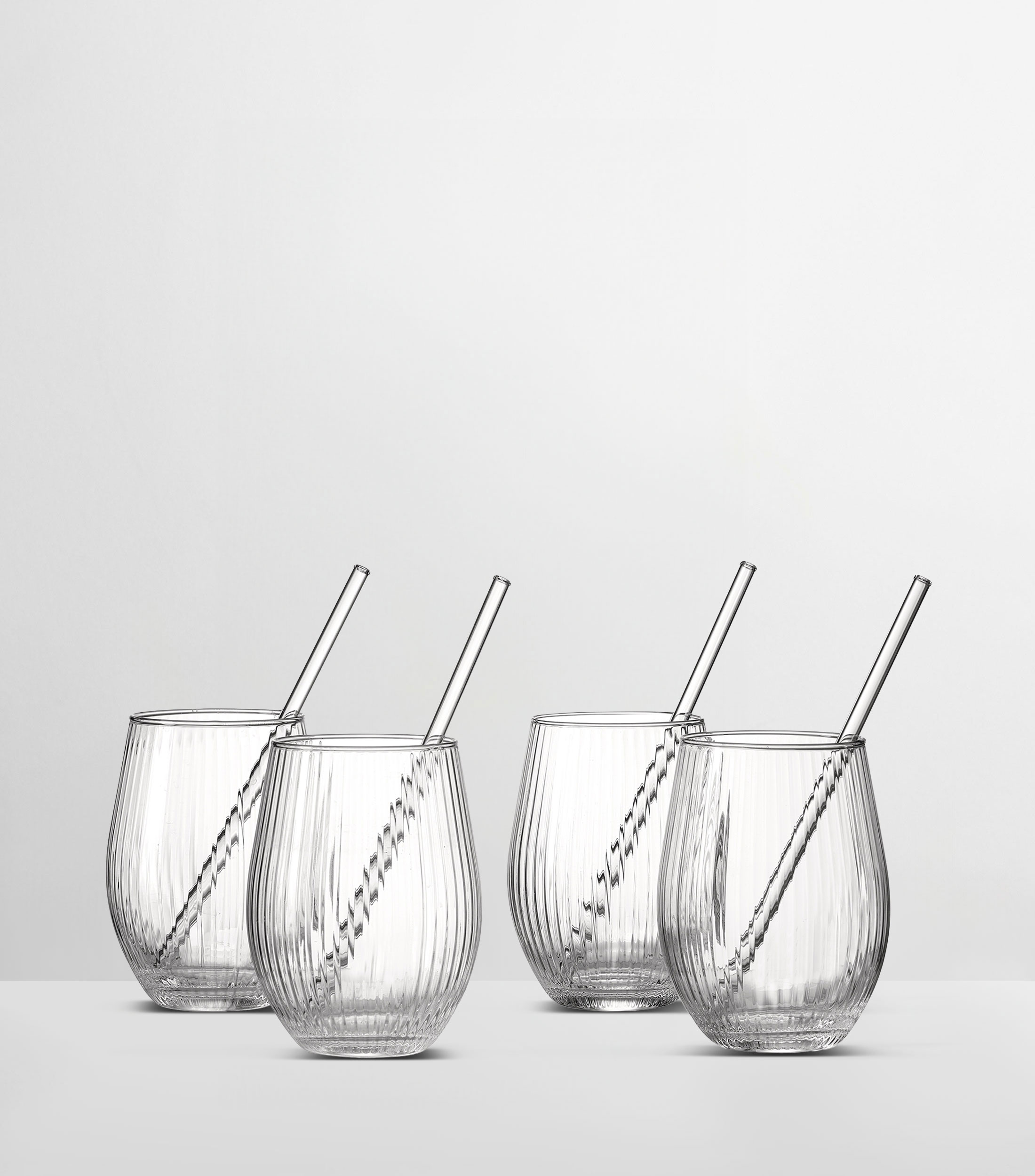 Set 4 Vasos con popote de cristal