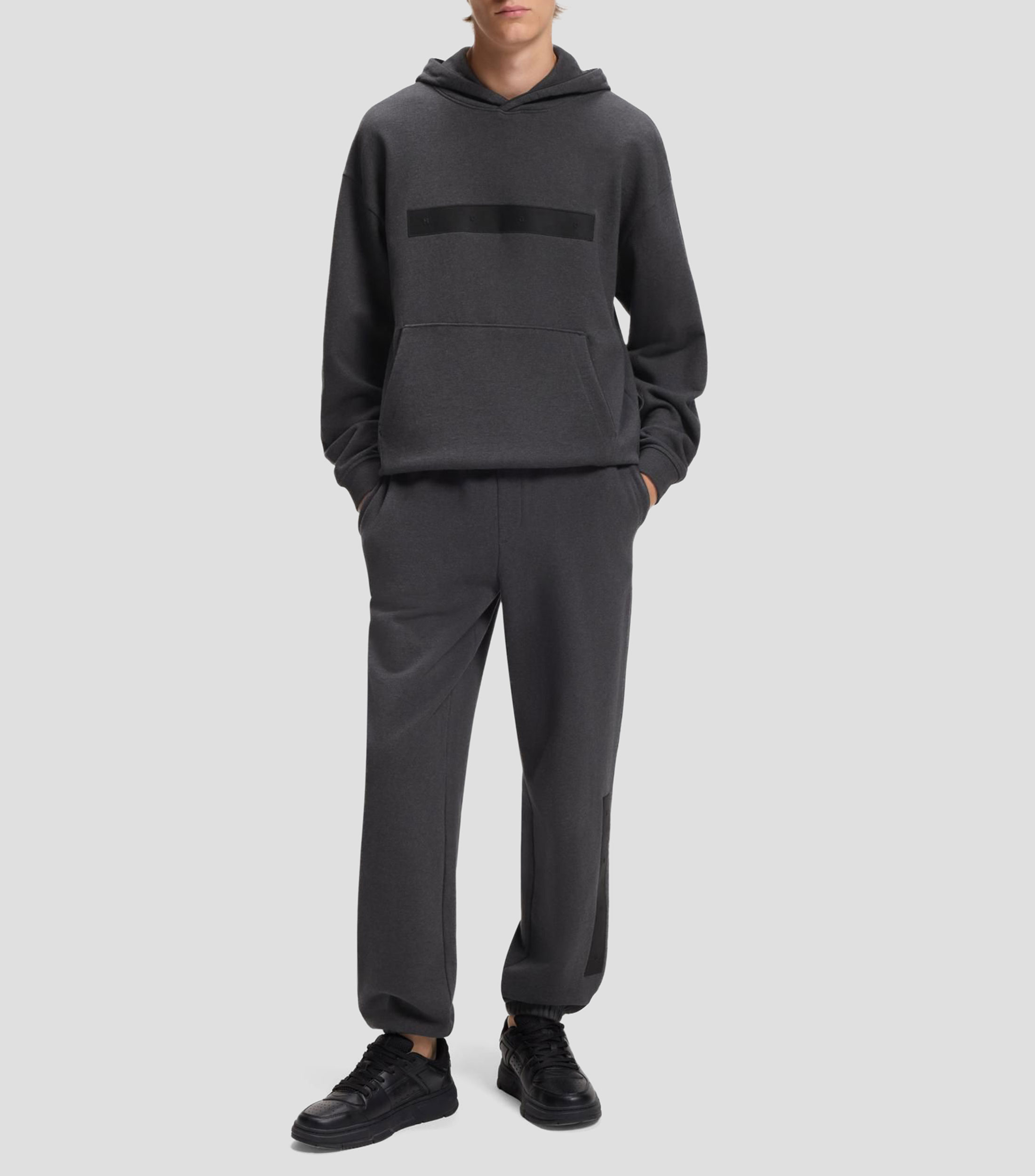 Sudadera relaxed fit de felpa de algodón con logo espaciado Hombre