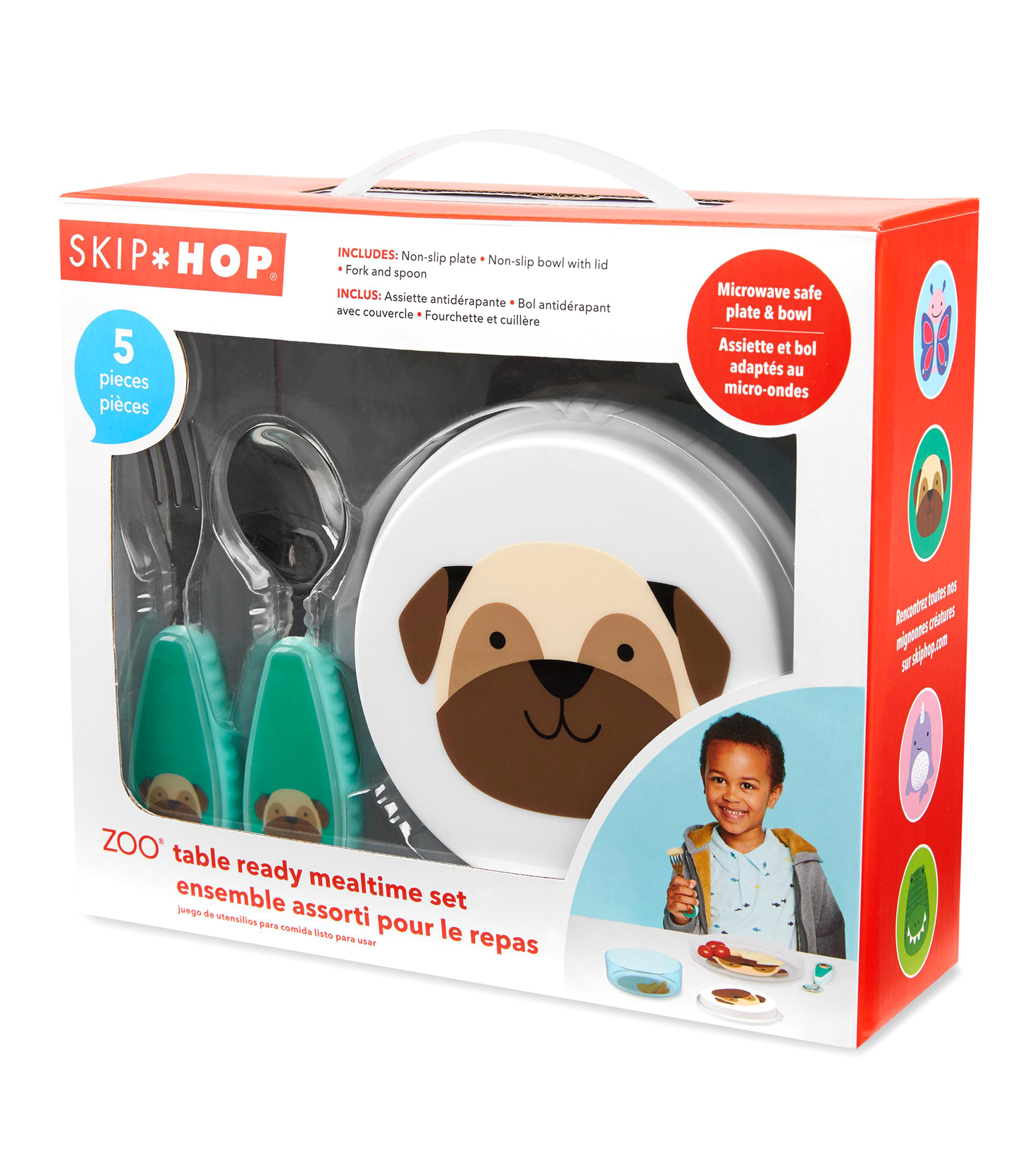 Set de Utensilios para Comida Pug 5 piezas