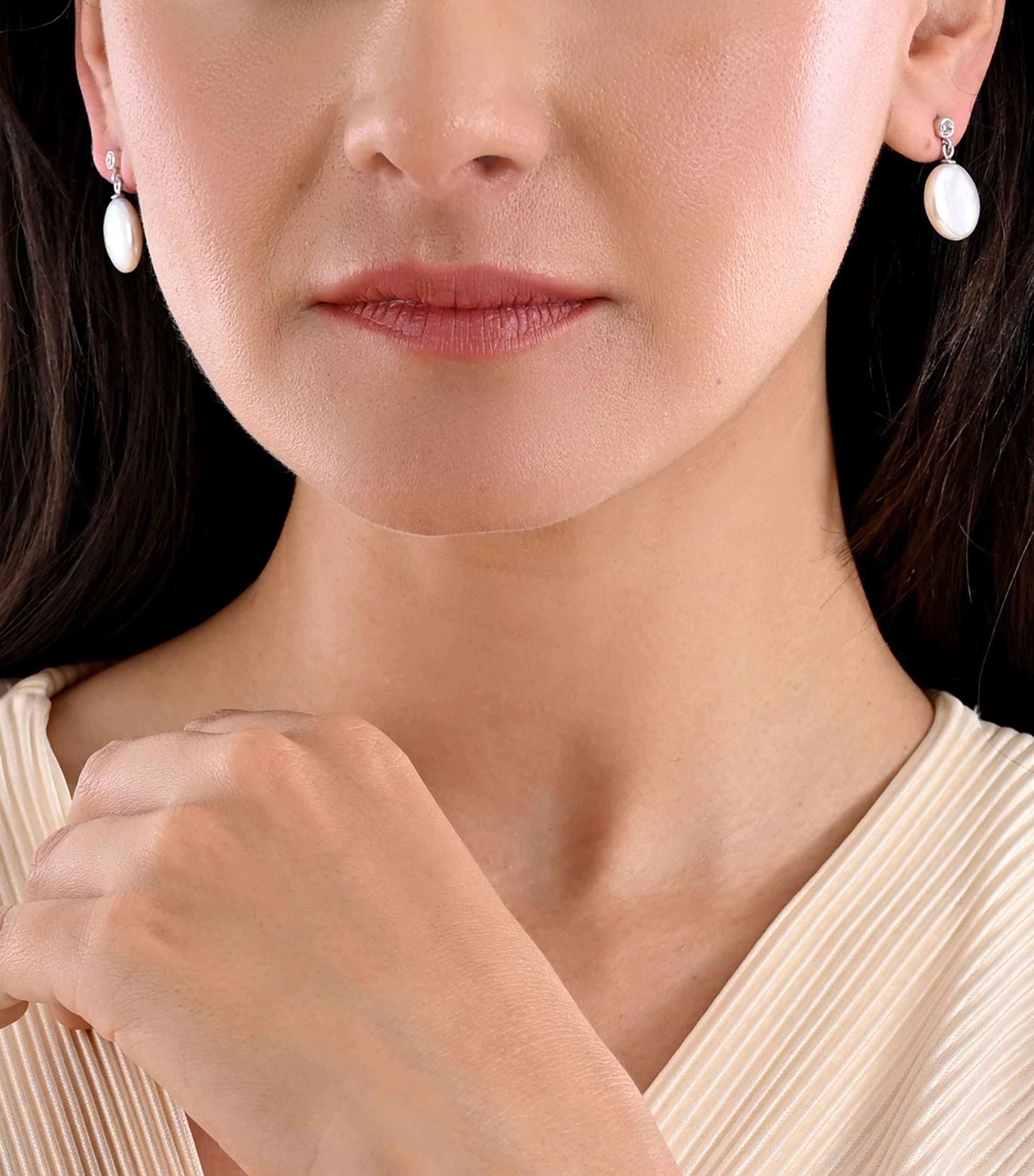 Aretes en plata con perla Mujer