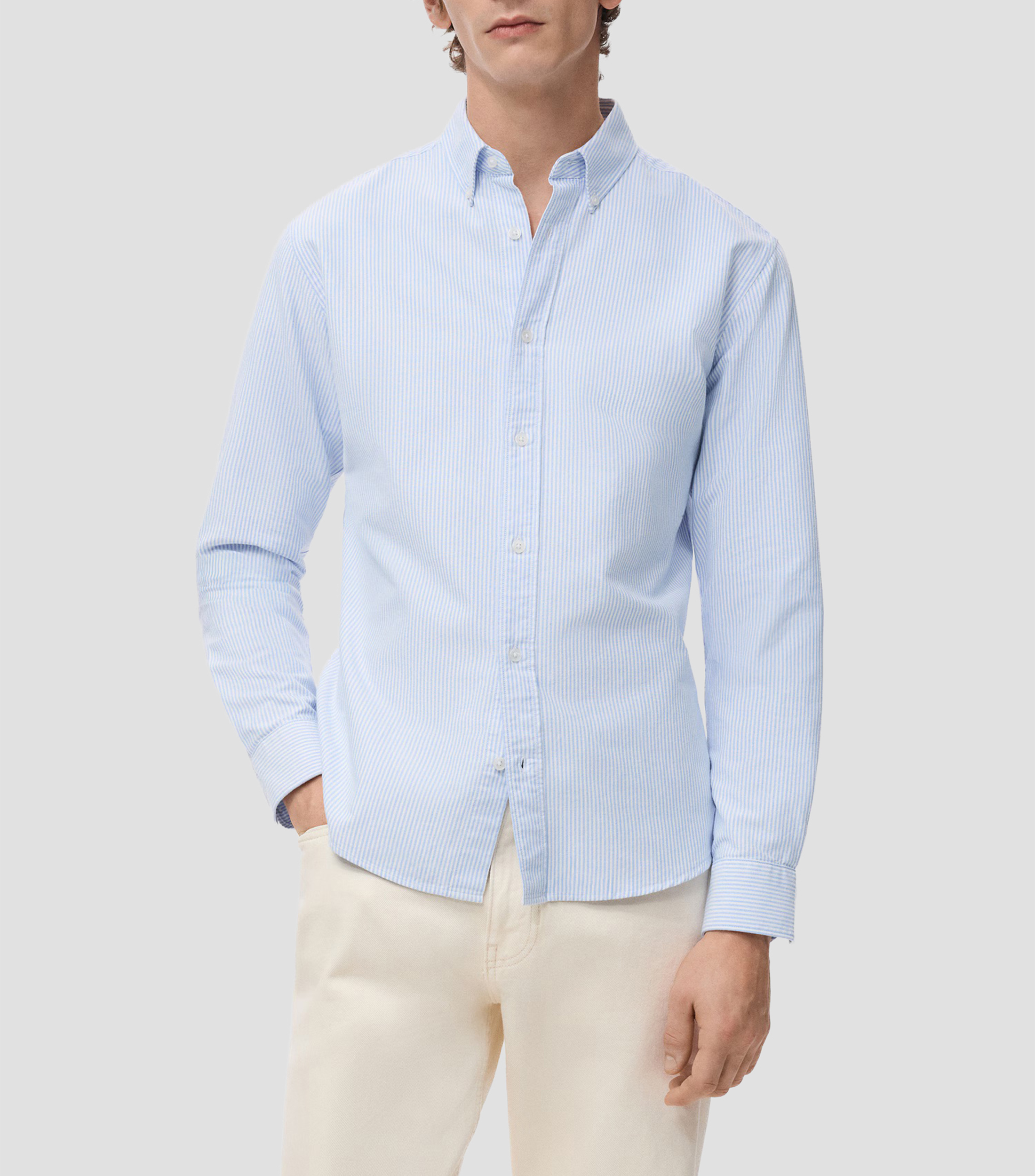Camisa de rayas manga larga Hombre