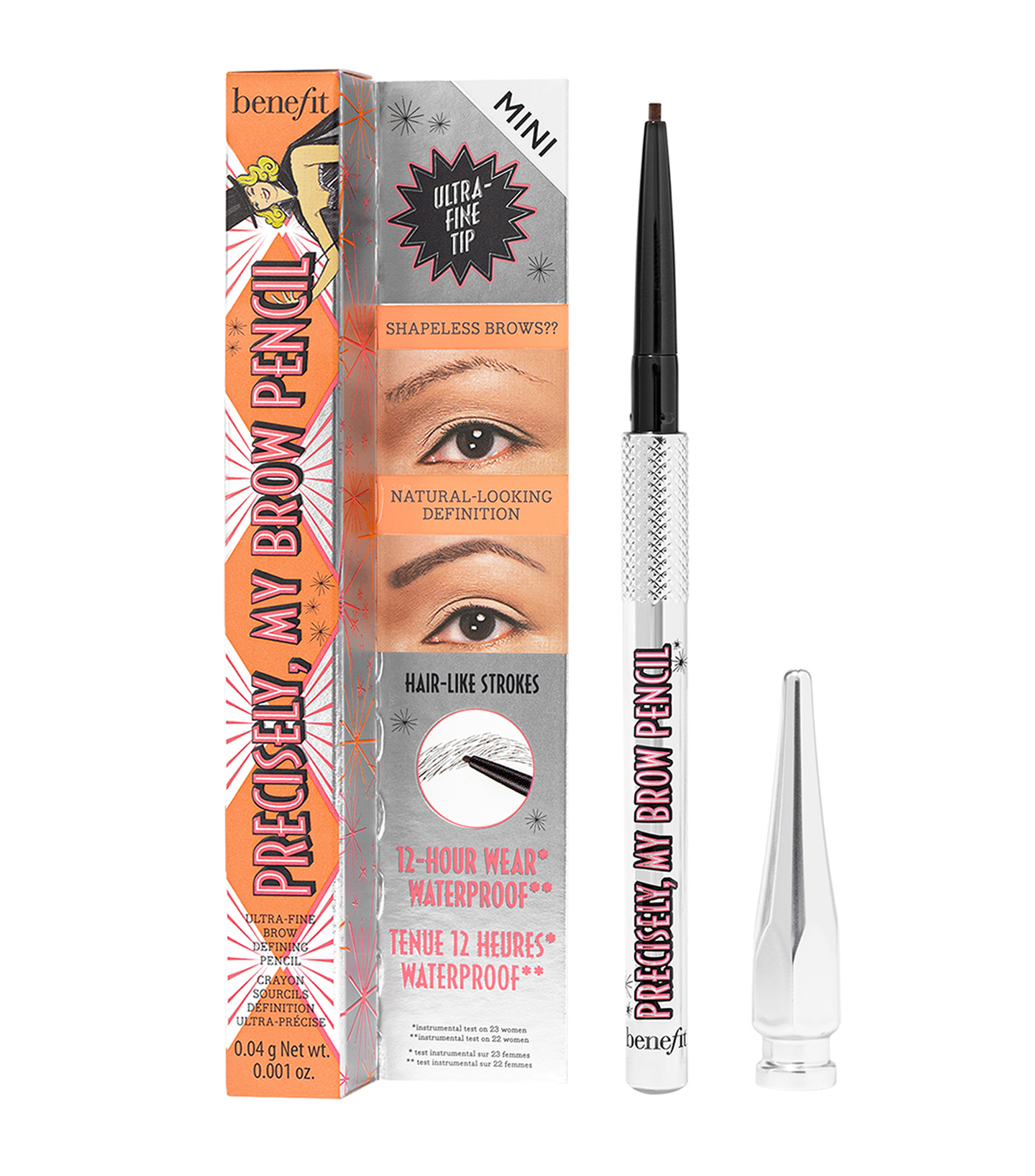 Lápiz Delineador para Cejas Precisely, My Brow Pencil Tamaño de Viaje Mini 5-Warm Black Brown, 0.04 gr