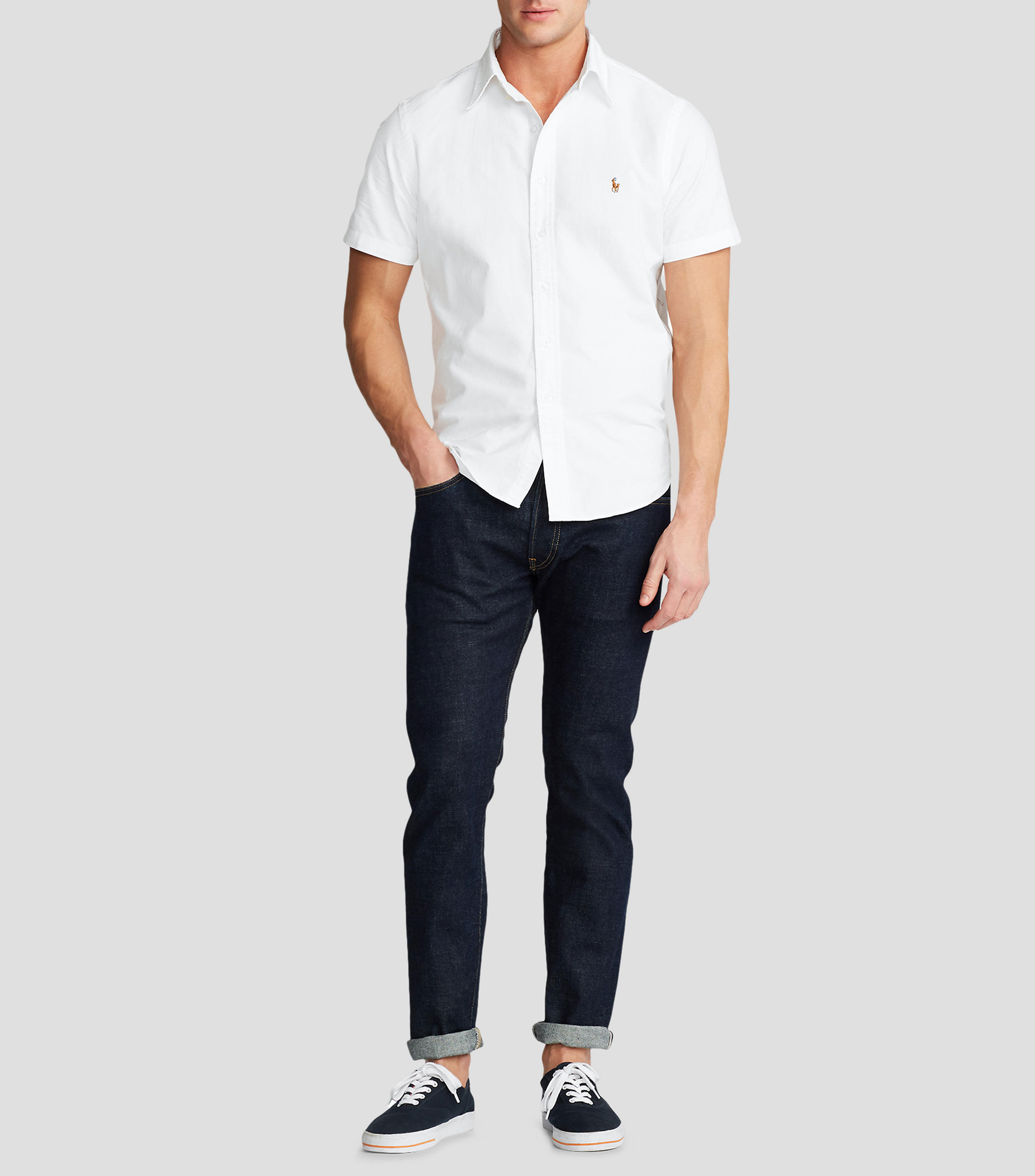 Camisa lisa manga corta Hombre