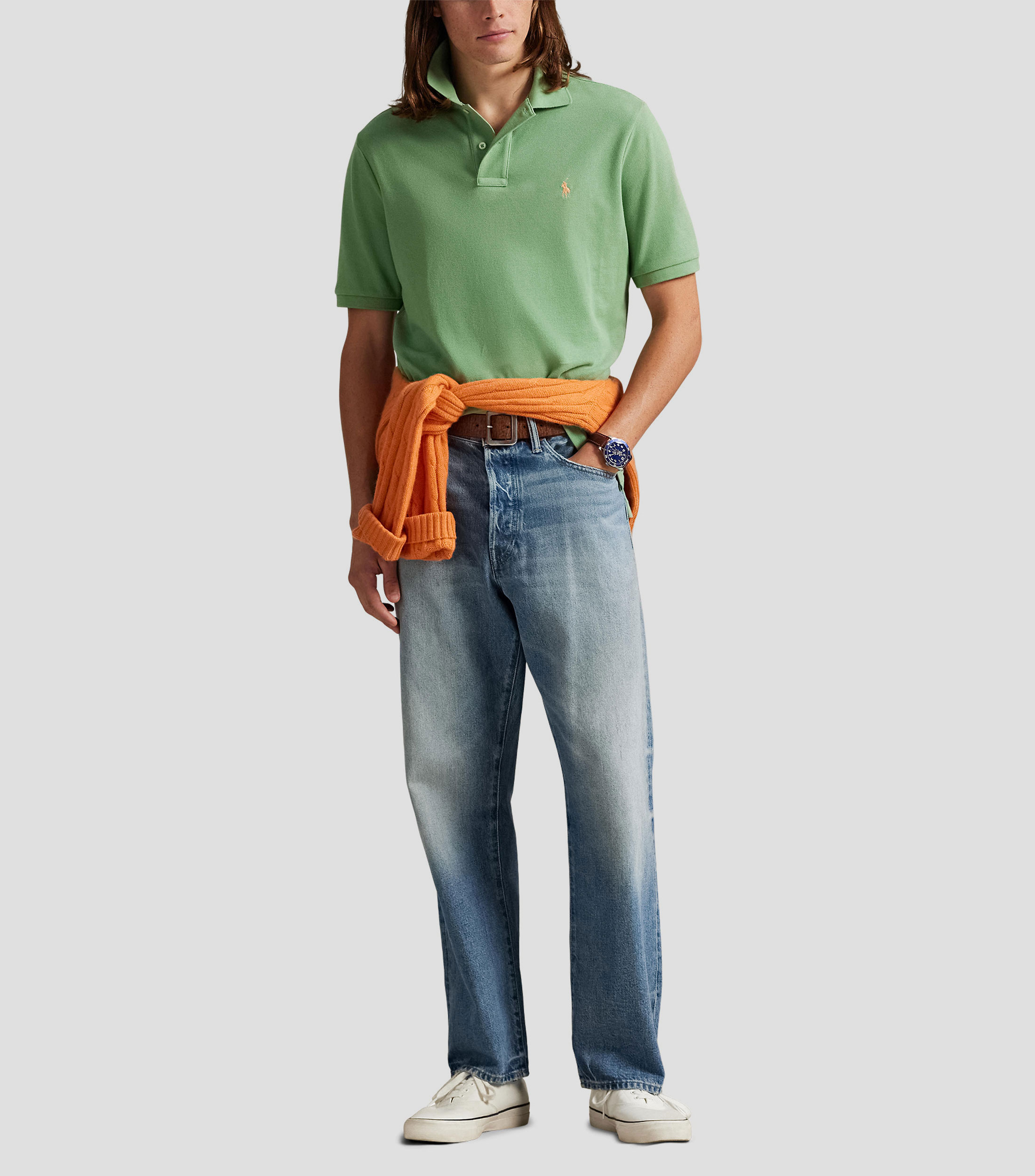 Playera tipo polo manga corta lisa Hombre