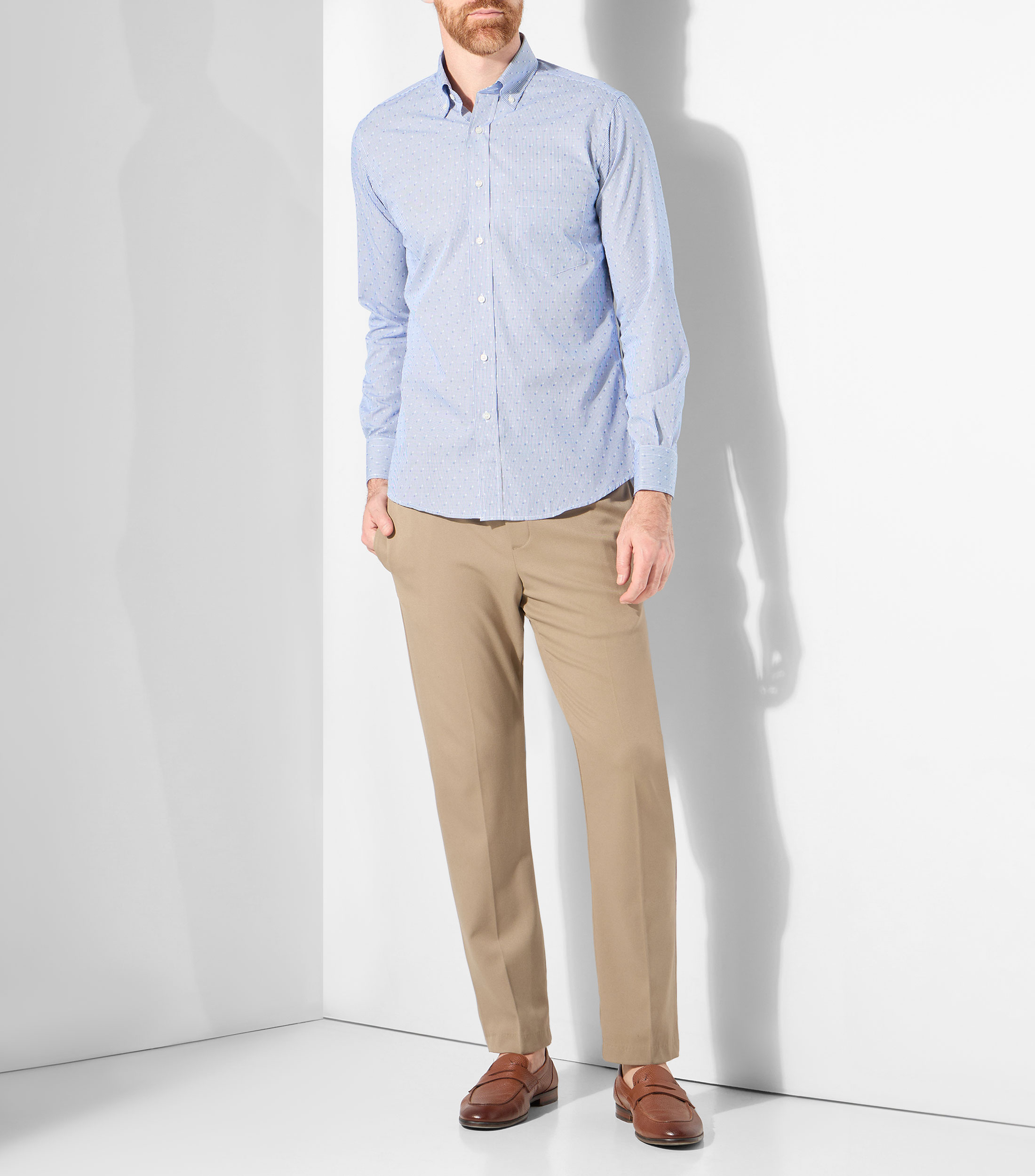 Camisa microdiseño manga larga Hombre