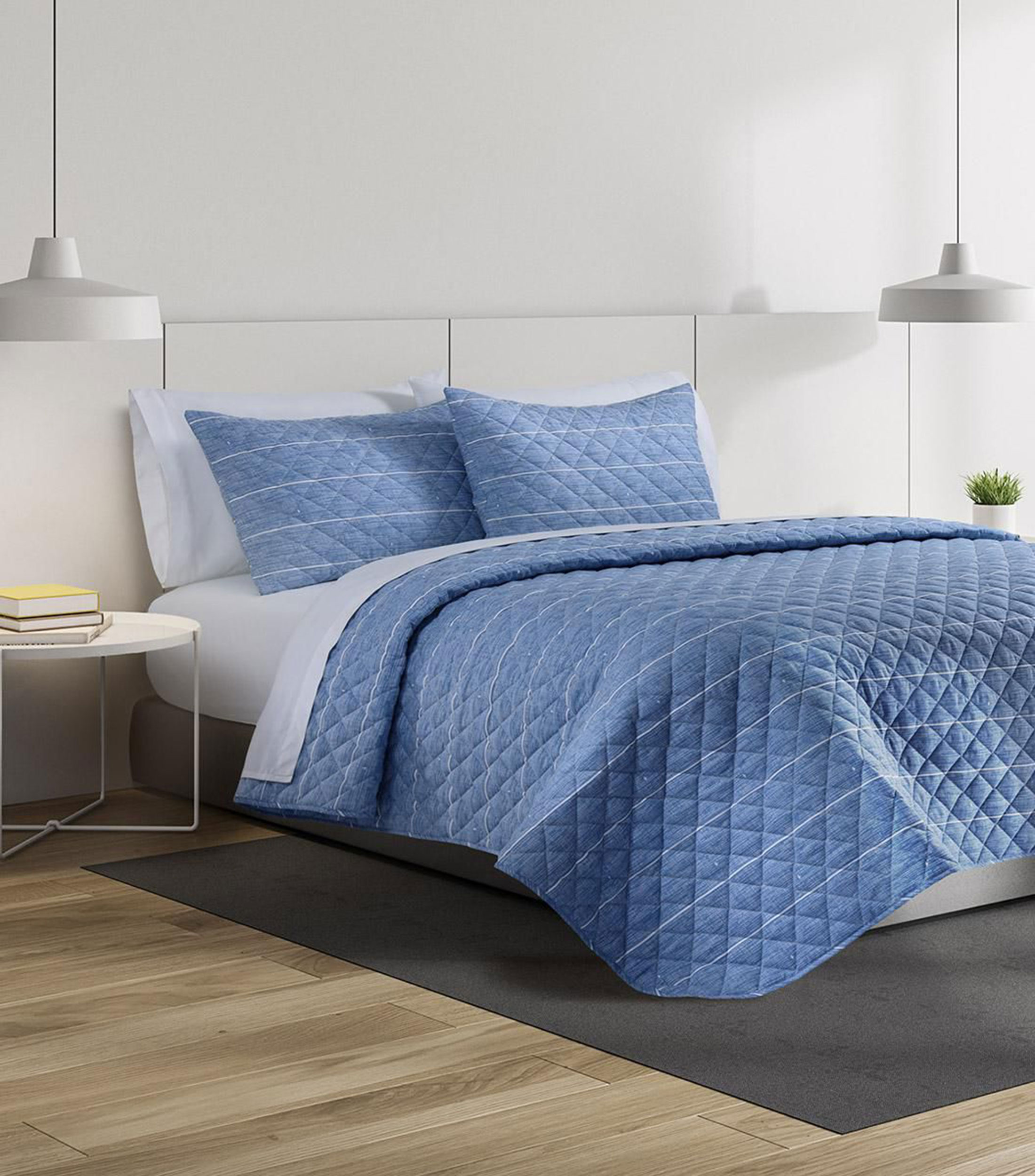 Juego de colcha matrimonial/queen size Hudson azul