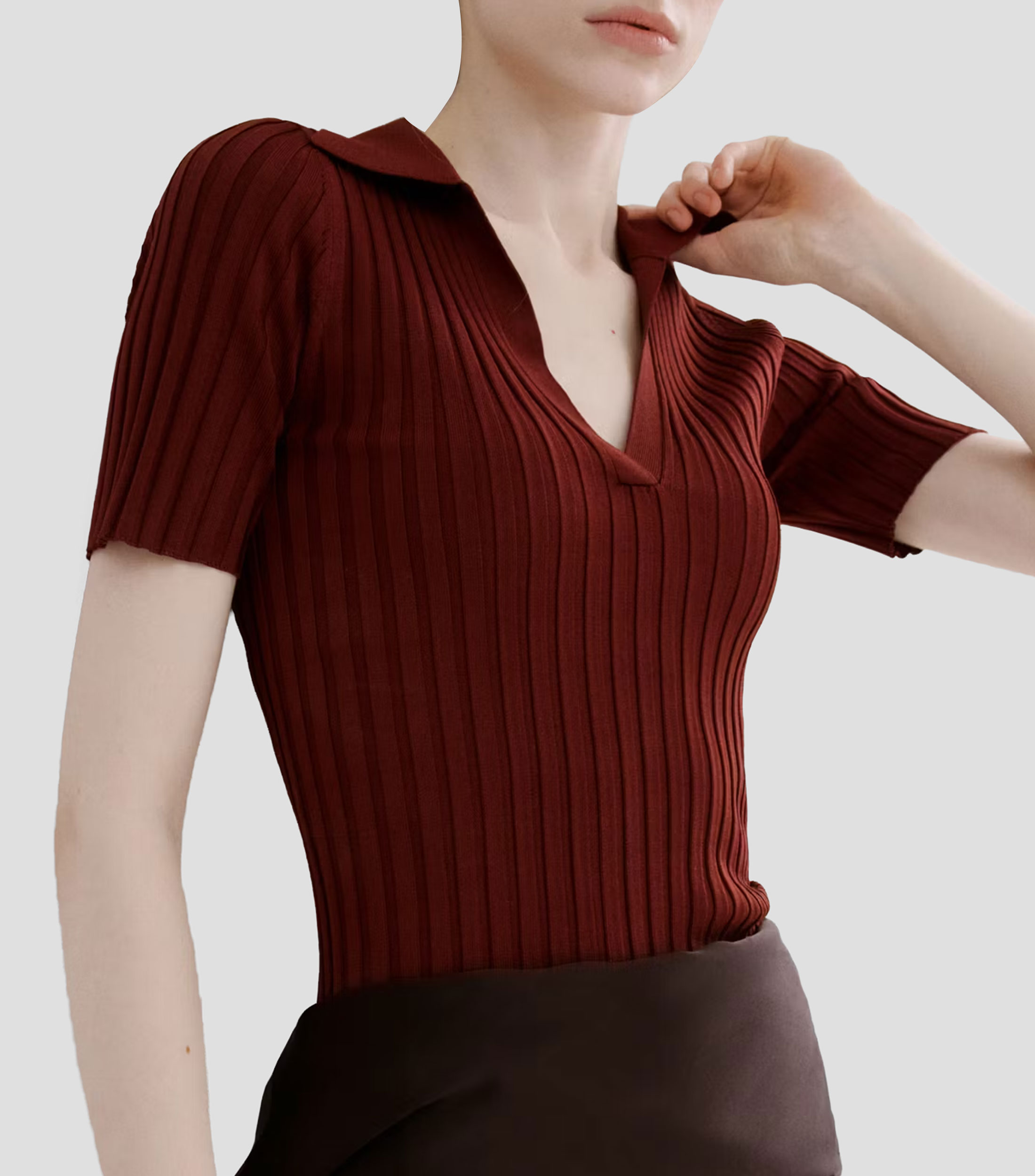 Suéter cuello camisero Mujer