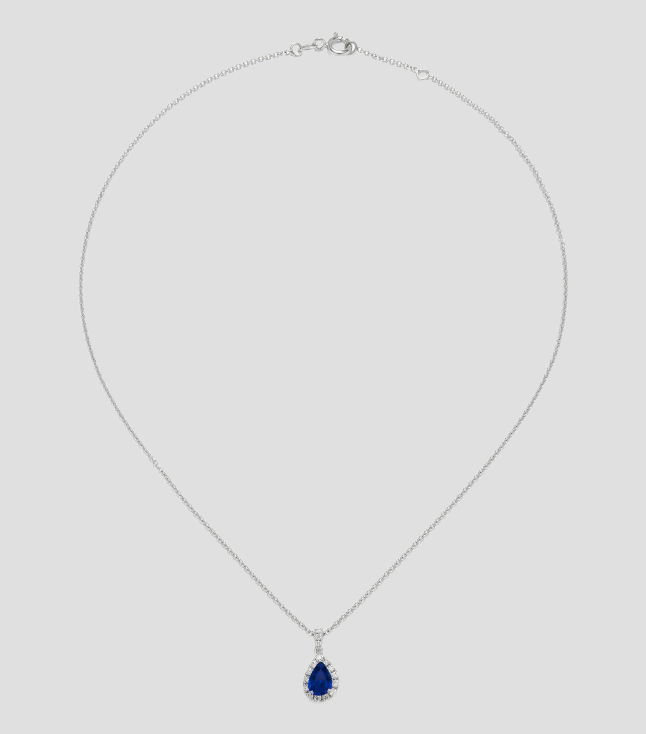 Collar en oro blanco con zafiro azul y diamantes Mujer