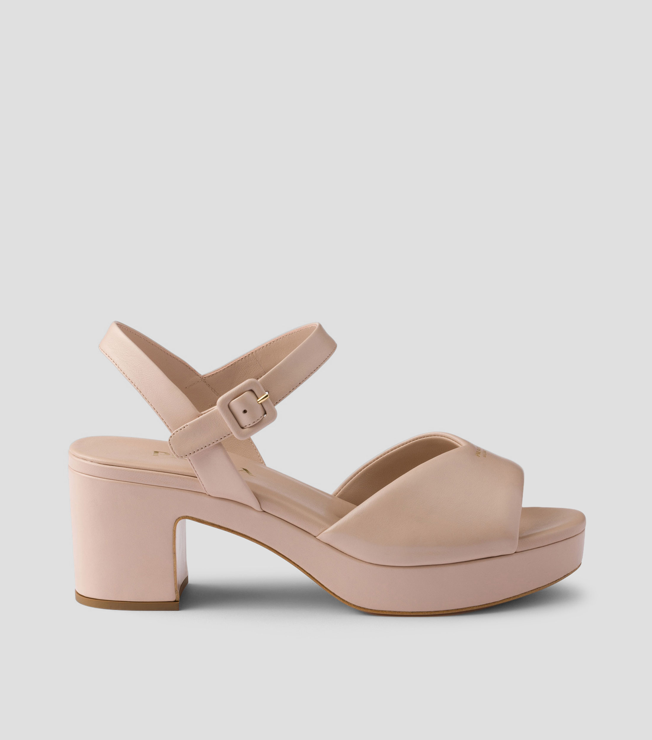 Sandalias en piel de tacón medio de media luna Mujer