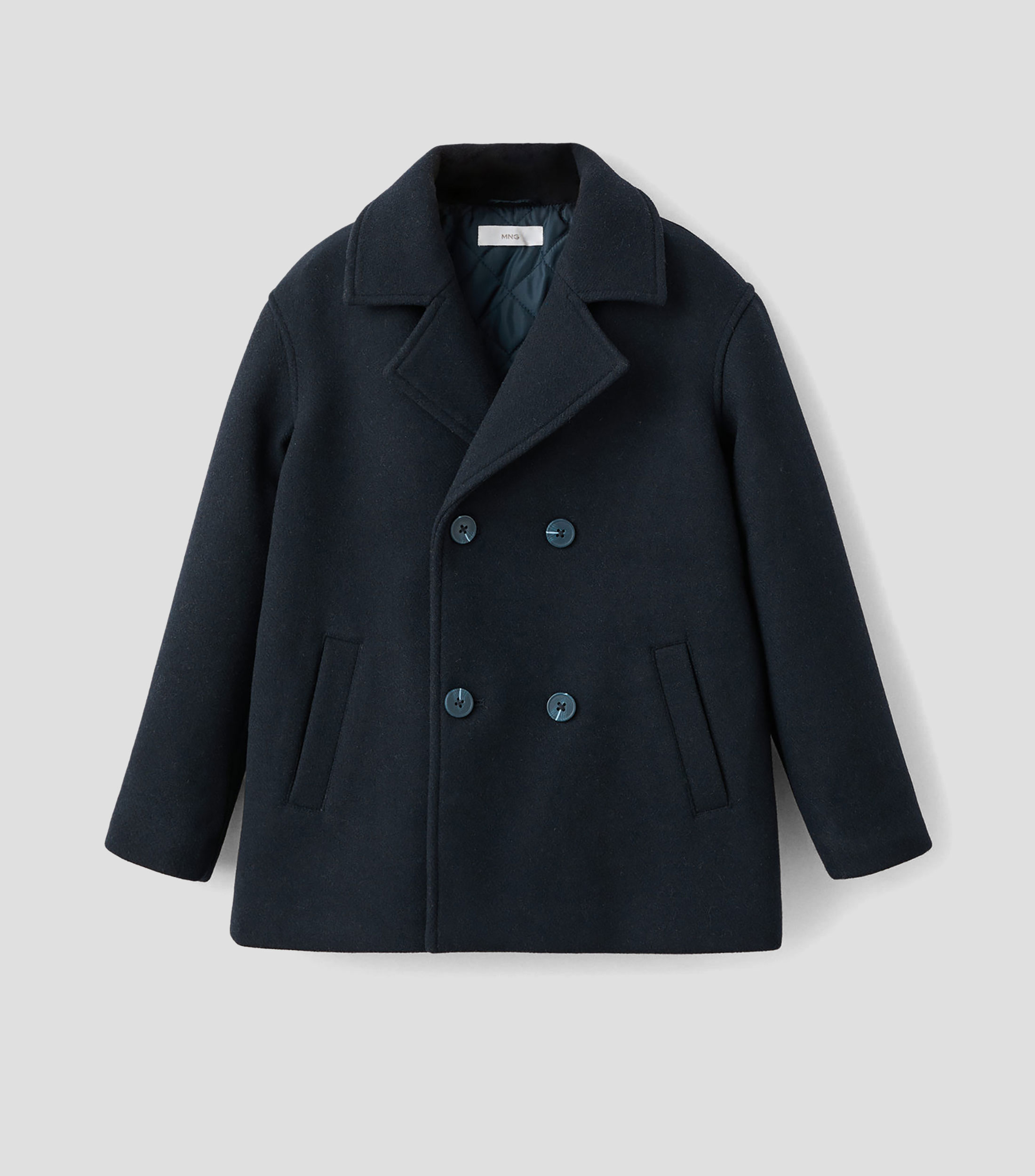 Abrigo corto con botonadura y diseño sólido Niño