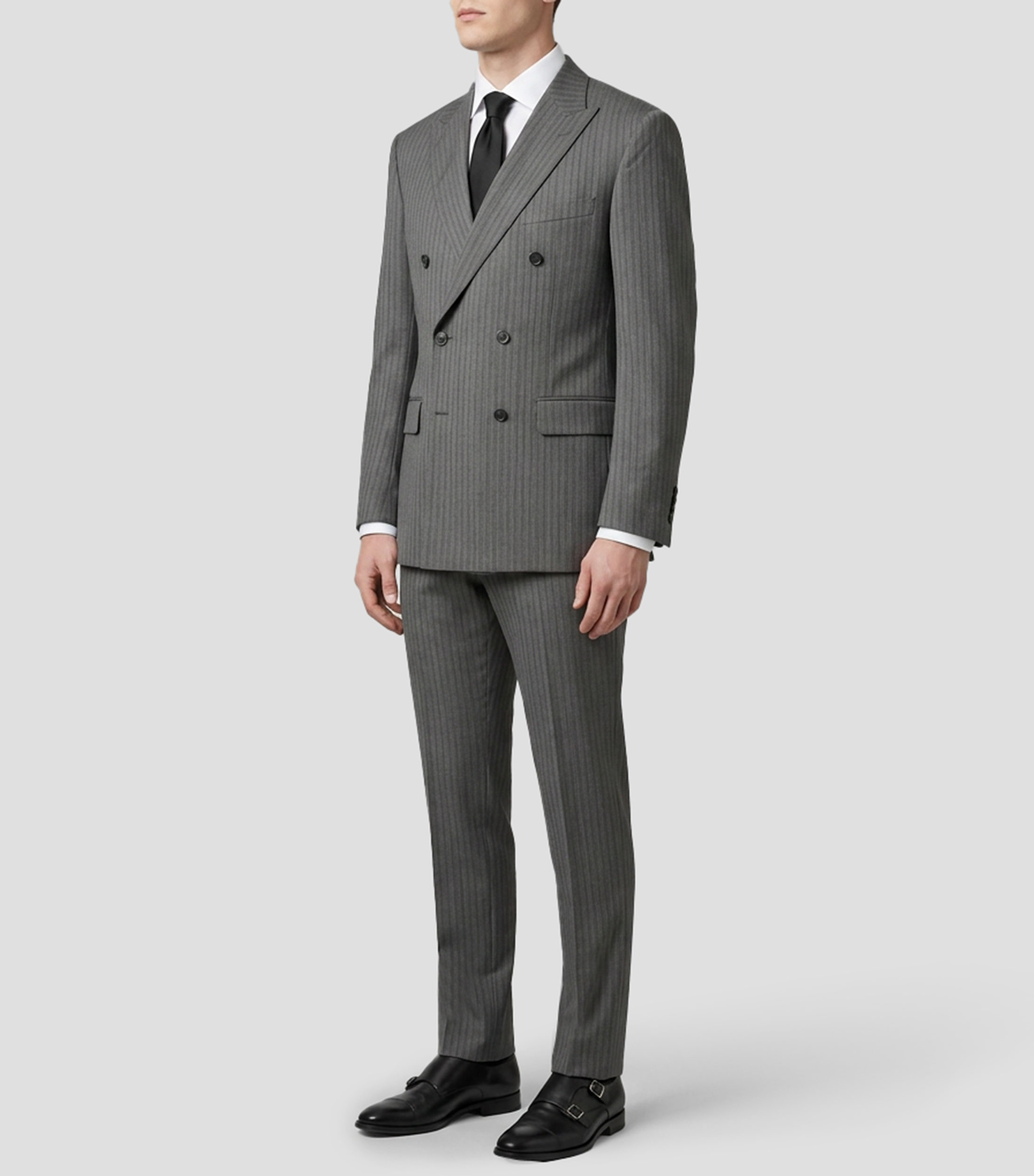 Traje de lana corte slim a rayas Hombre