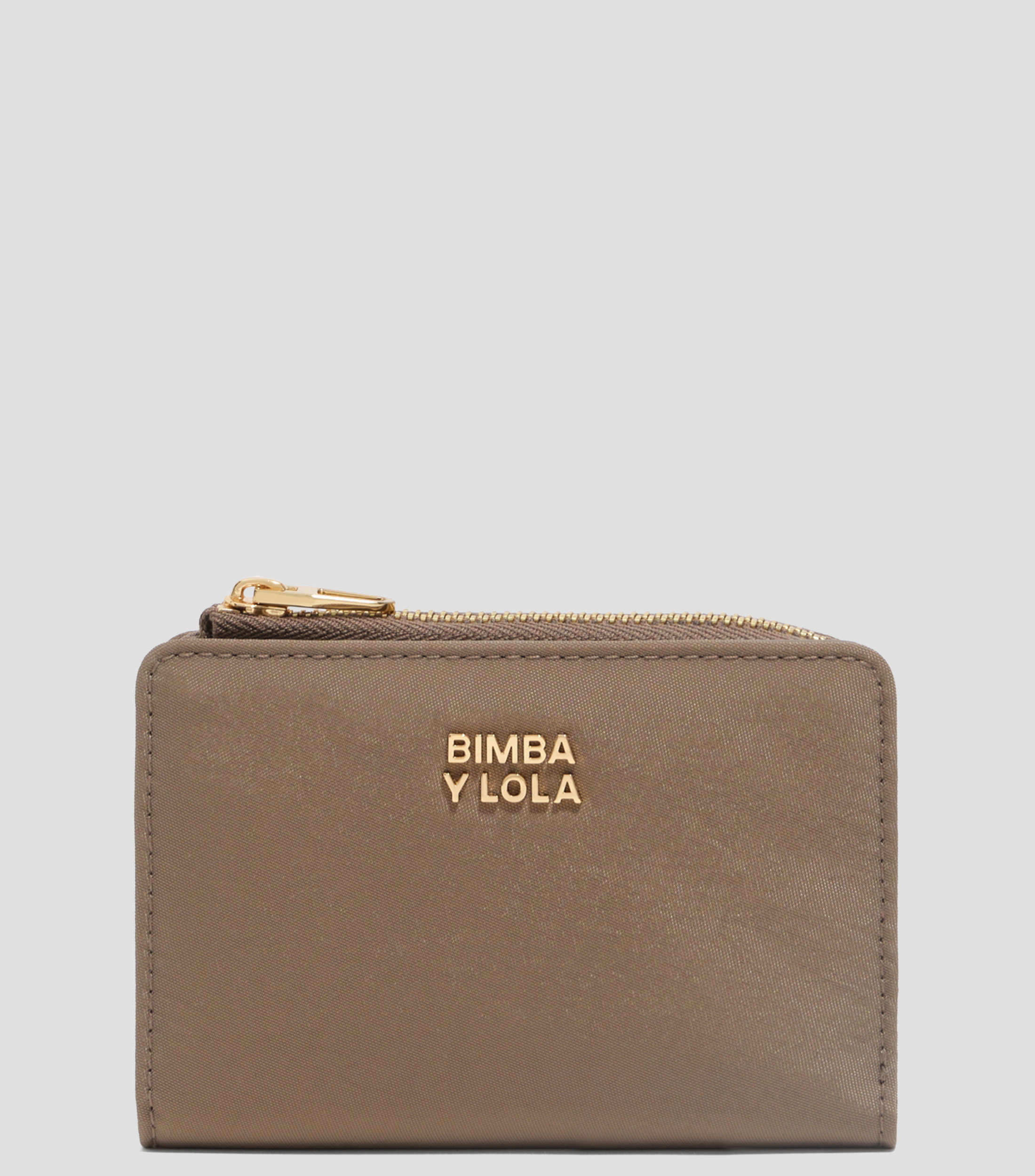 Cartera compacta nylon marrón caqui Mujer
