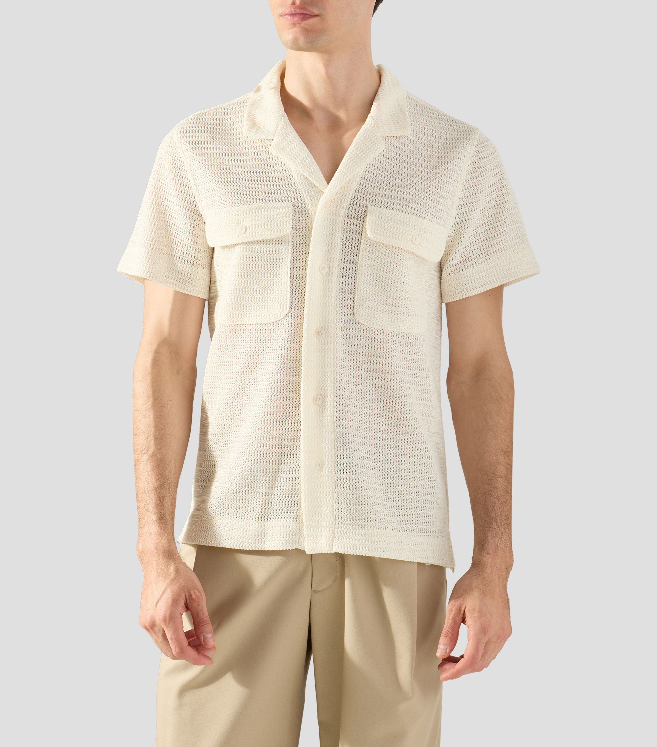 Camisa lisa manga corta Hombre