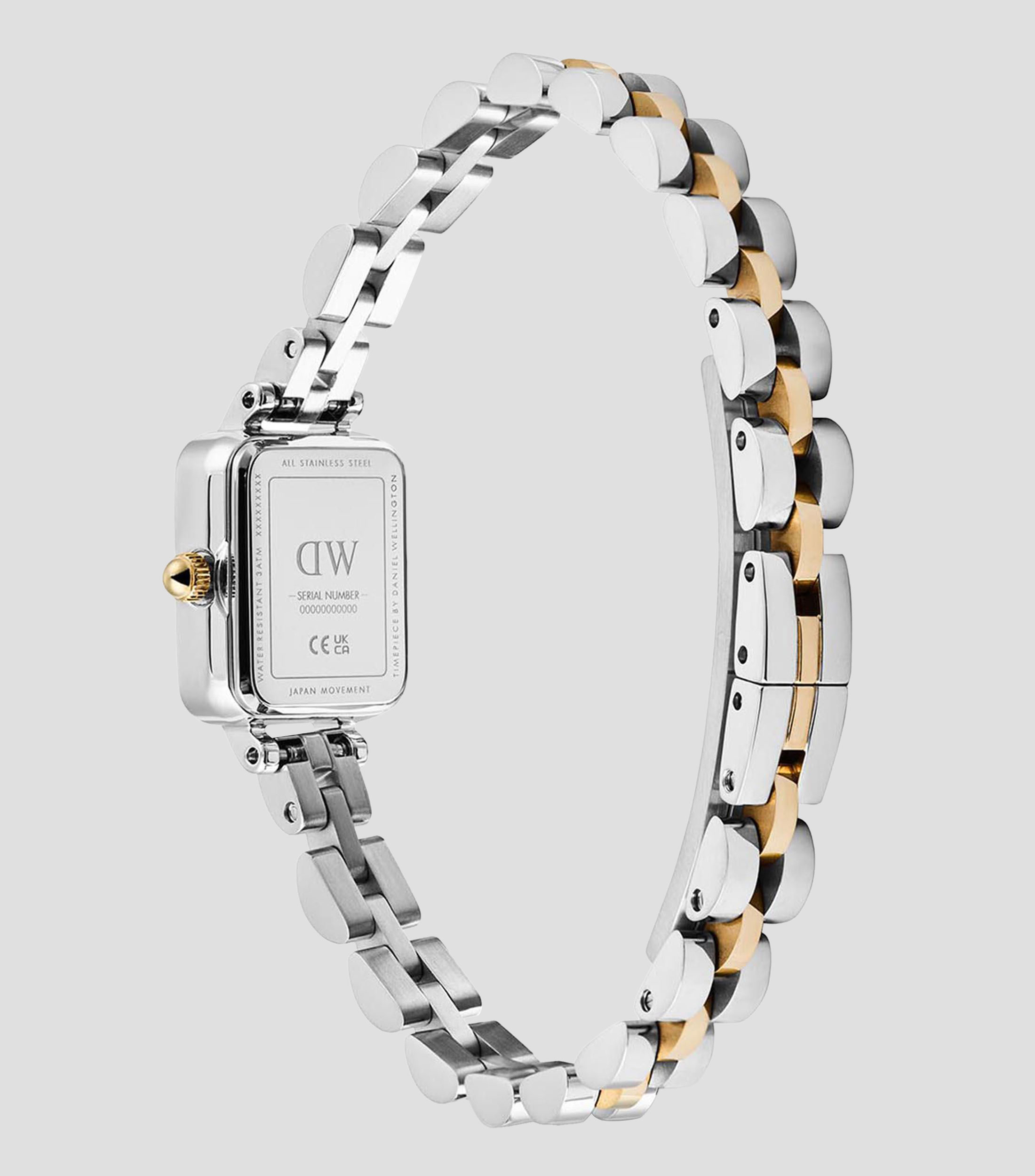 Reloj para mujer Quadro Mini Rect 3 Hands casual, color oro rosa