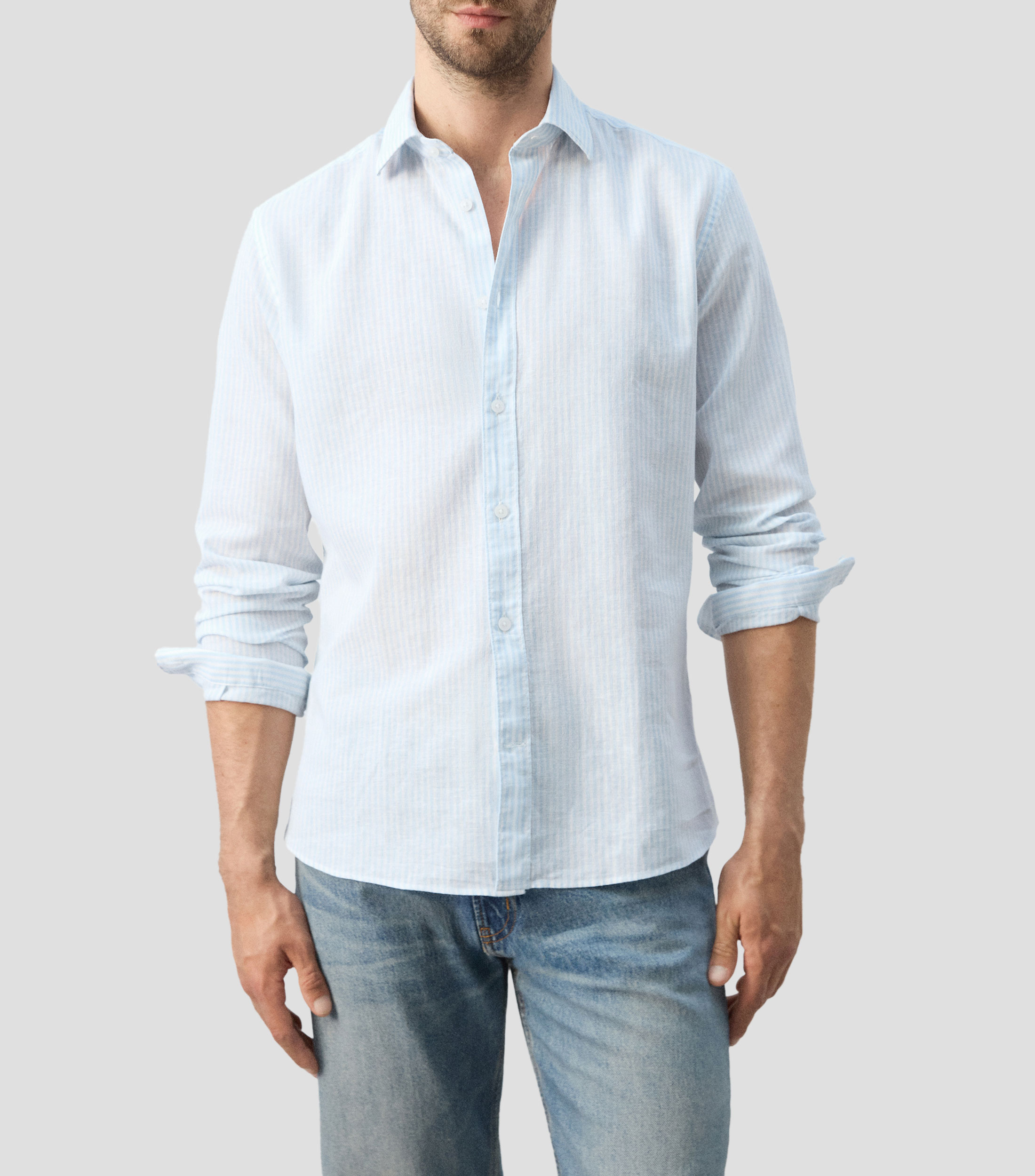 Camisa rayas manga larga Hombre