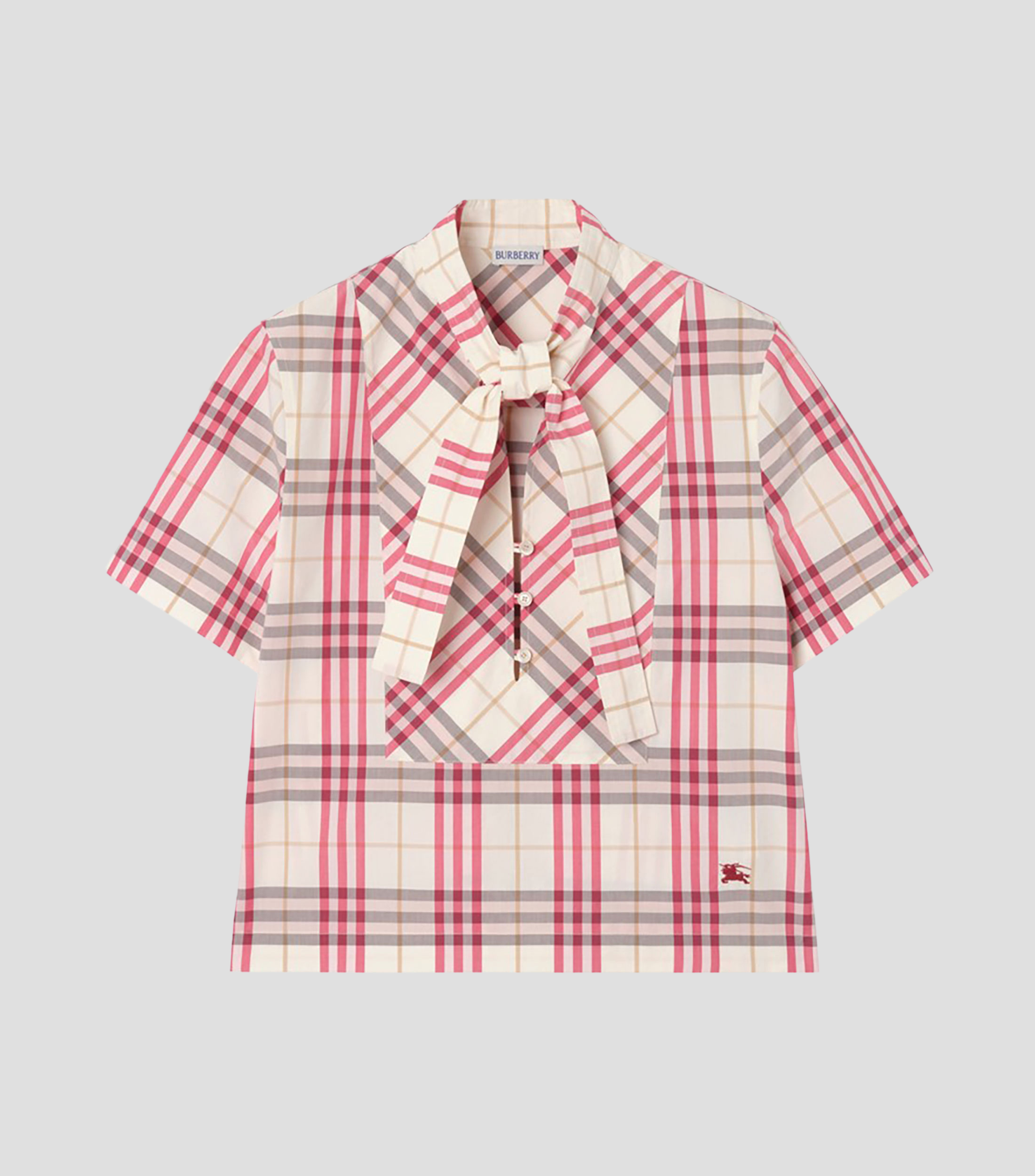Blusa de cuadros manga corta Mujer