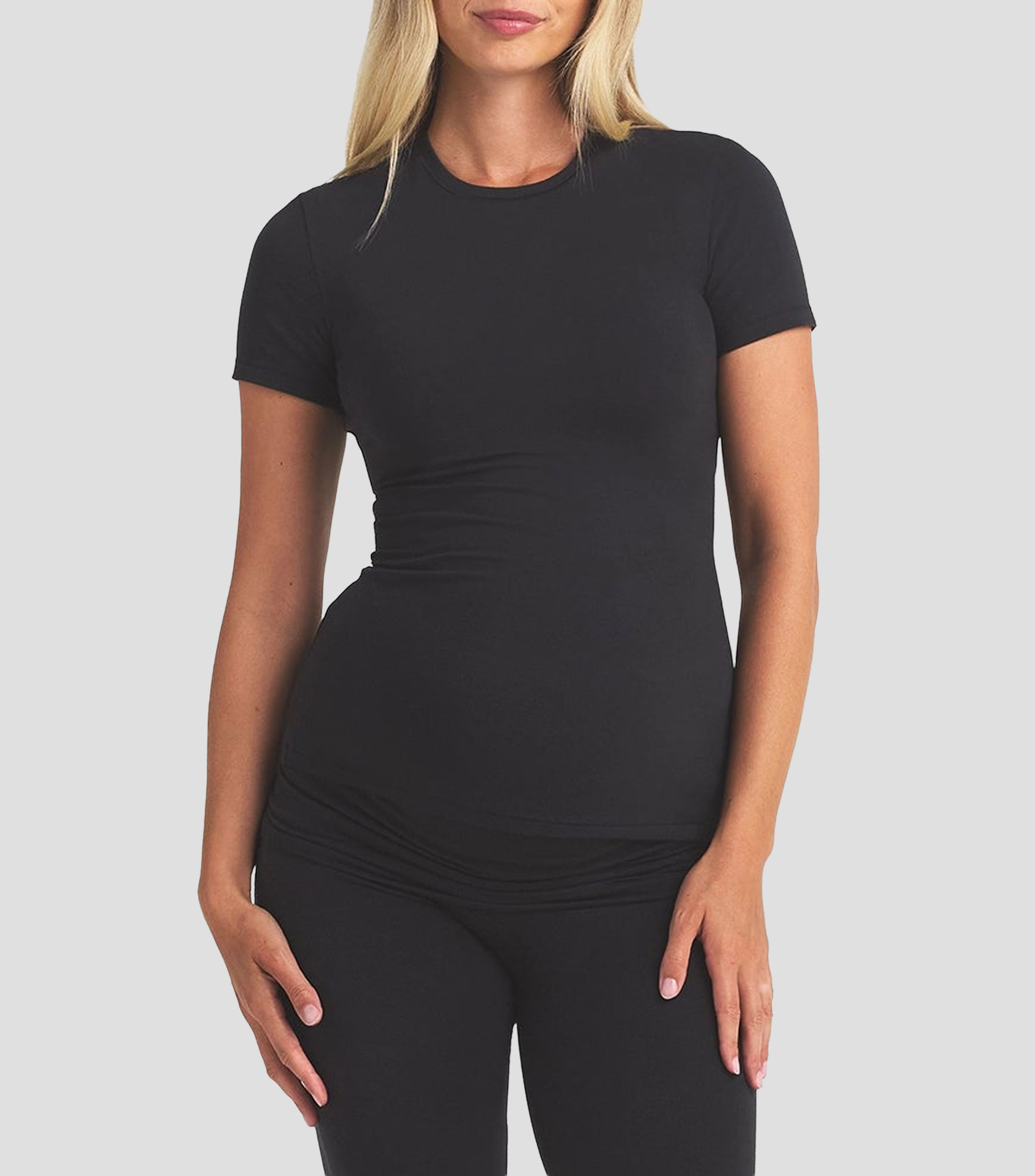 Playera cuello redondo manga corta lisa Mujer
